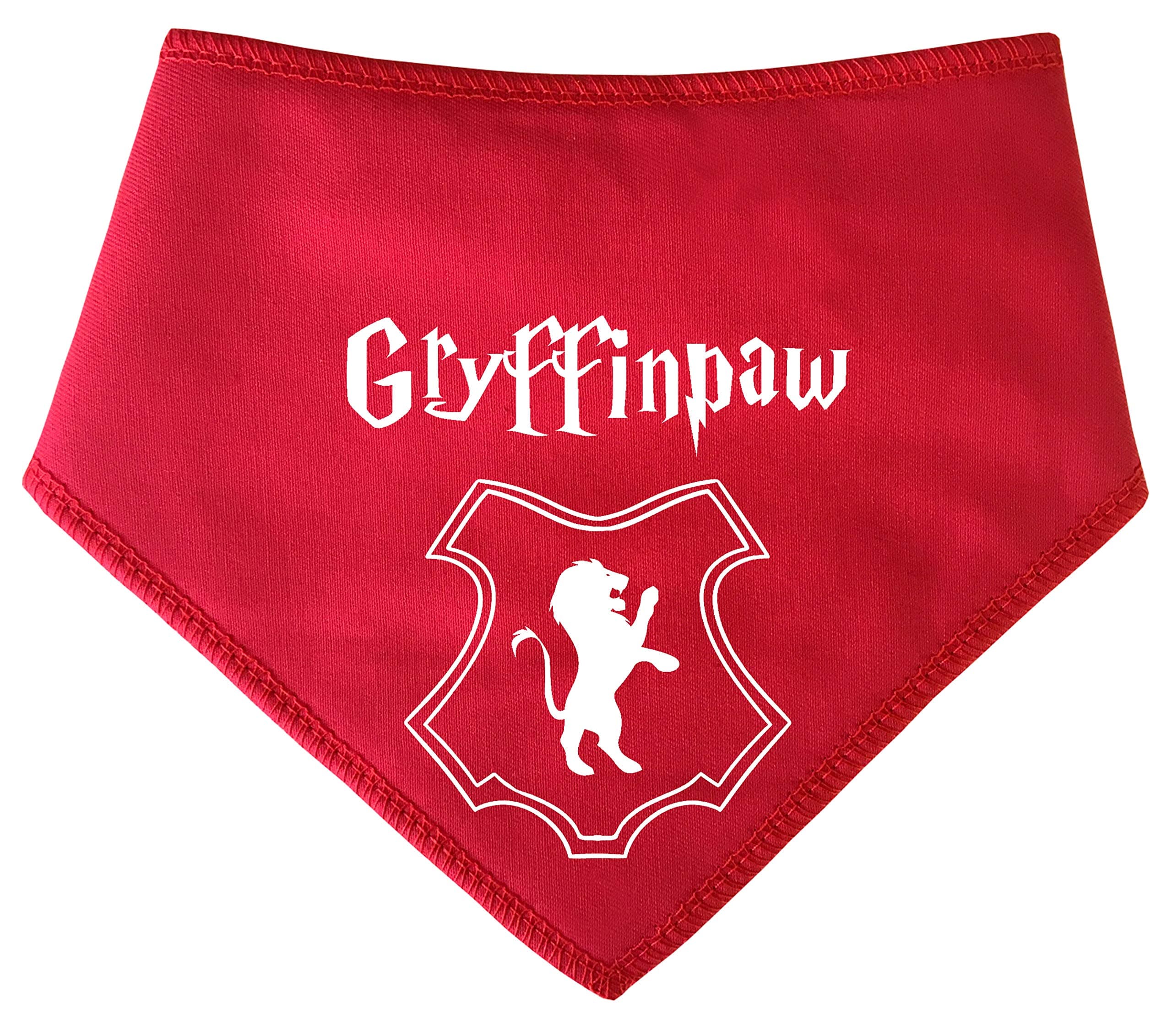 Spoilt Rotten Pets S4 Gryffinpaw House, Large, Red Dog Bandana. Suitable For Husky, GSD, Newfies & Chow Chow Sized Dogs