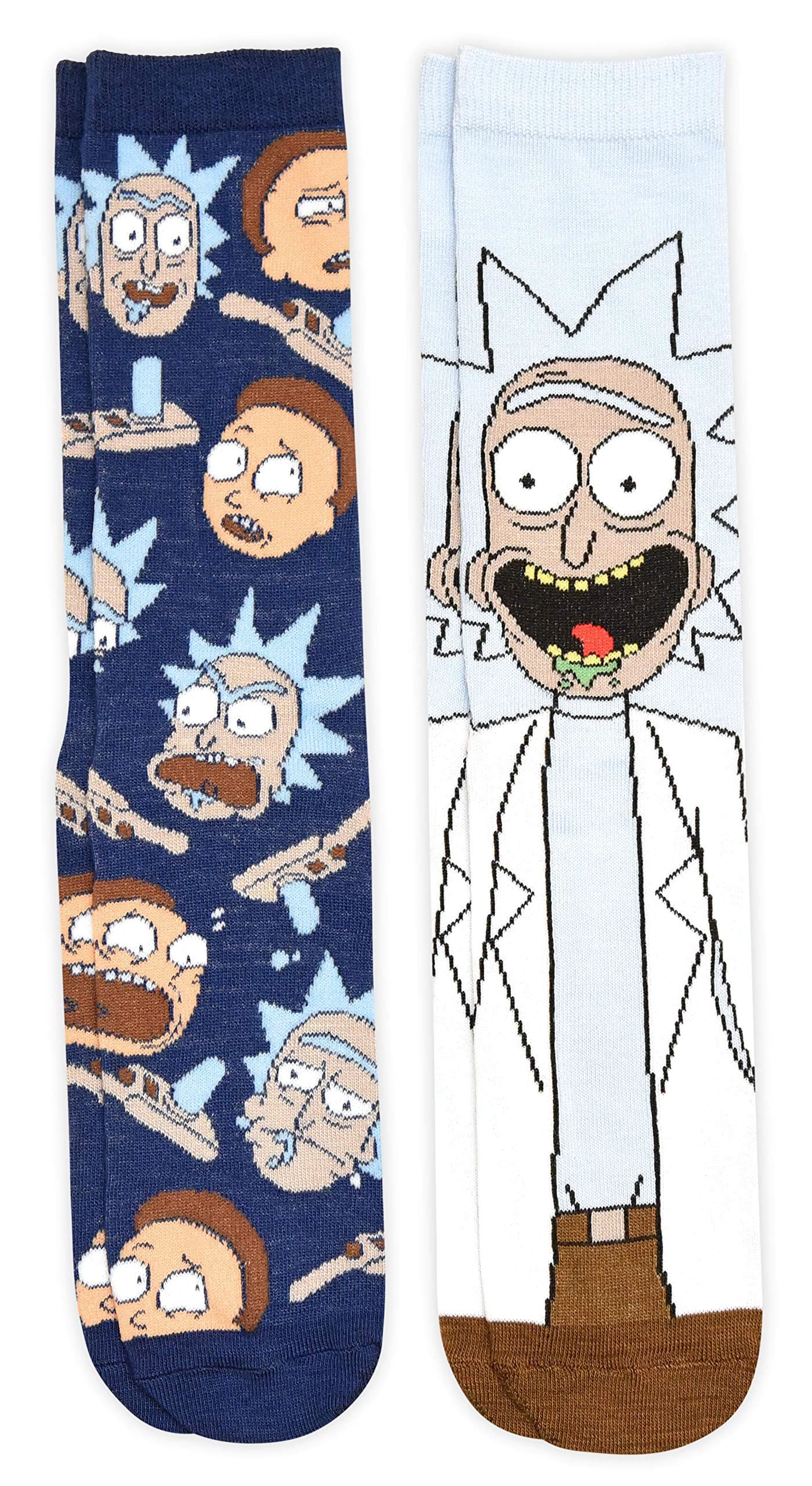 Hyp Rick and Morty Big Rick and All Over Toss Print Men's Crew Socks 2 Pair Pack