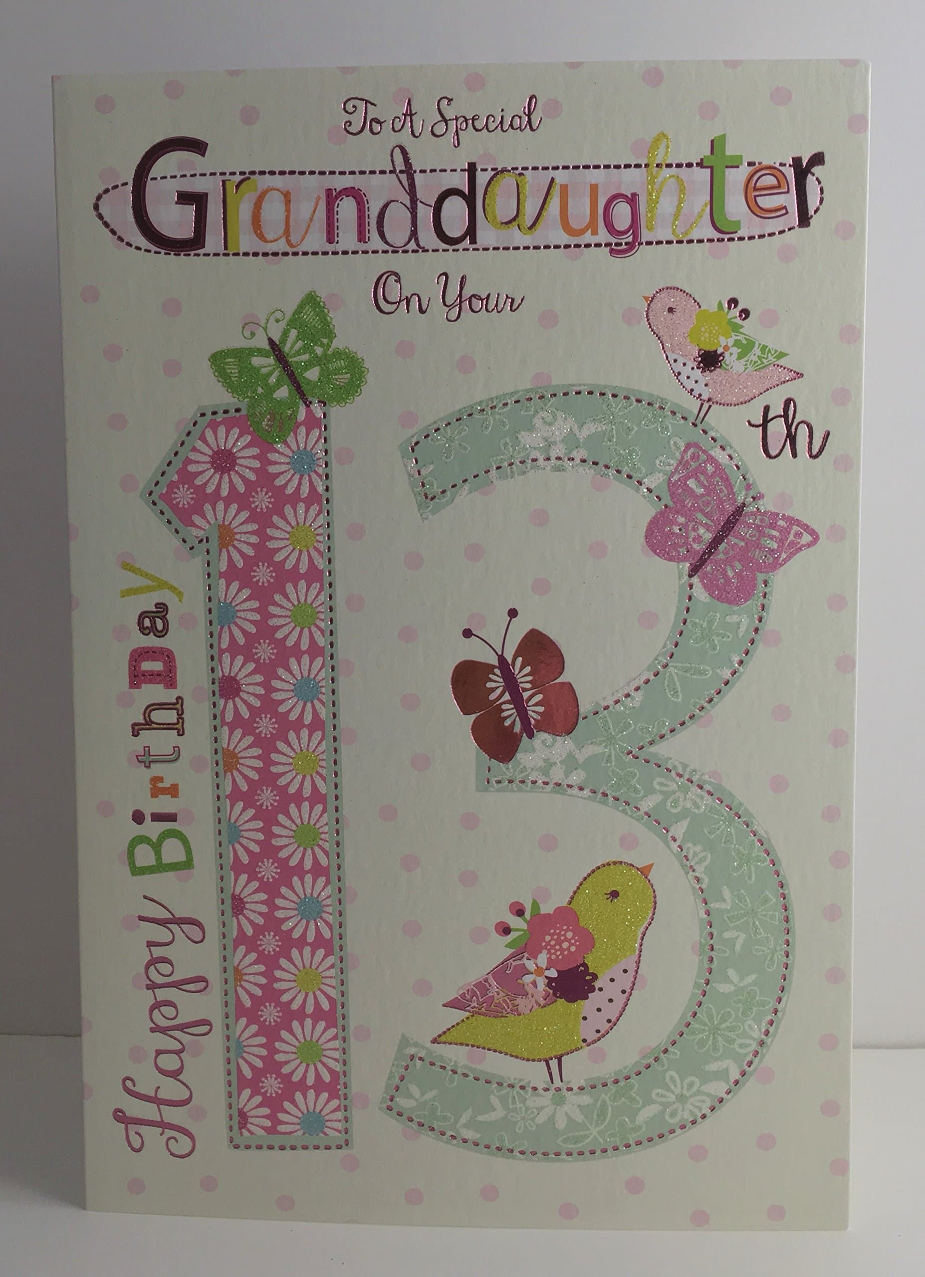 Cherry Orchard Special Granddaughter Age 13 Today Birthday Card - Birds Butterflies