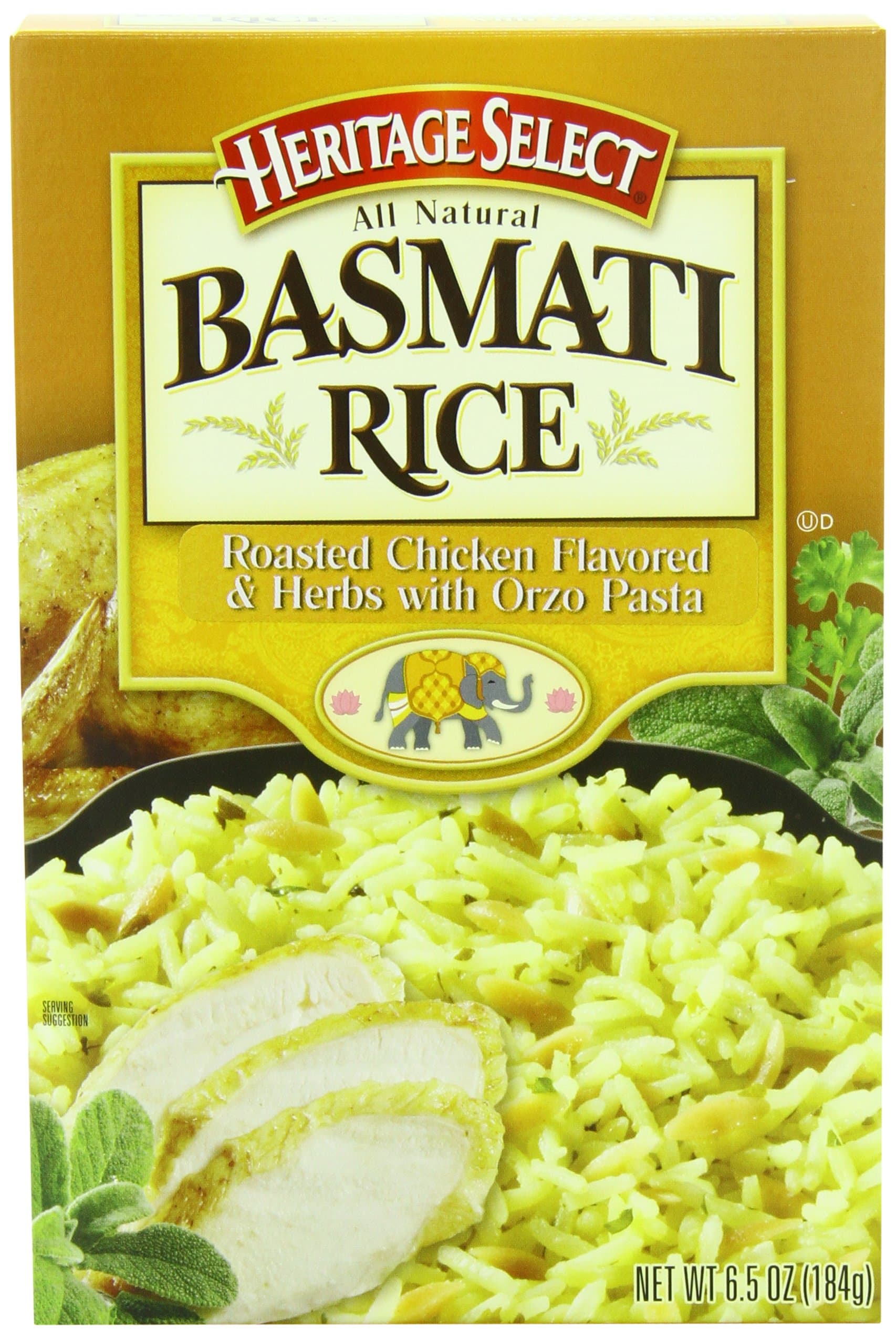 Heritage Select Basmati Rice, Roasted Chicken Flavored & Herbs with Orzo Pasta, 6.5 Ounce (Pack of 6)