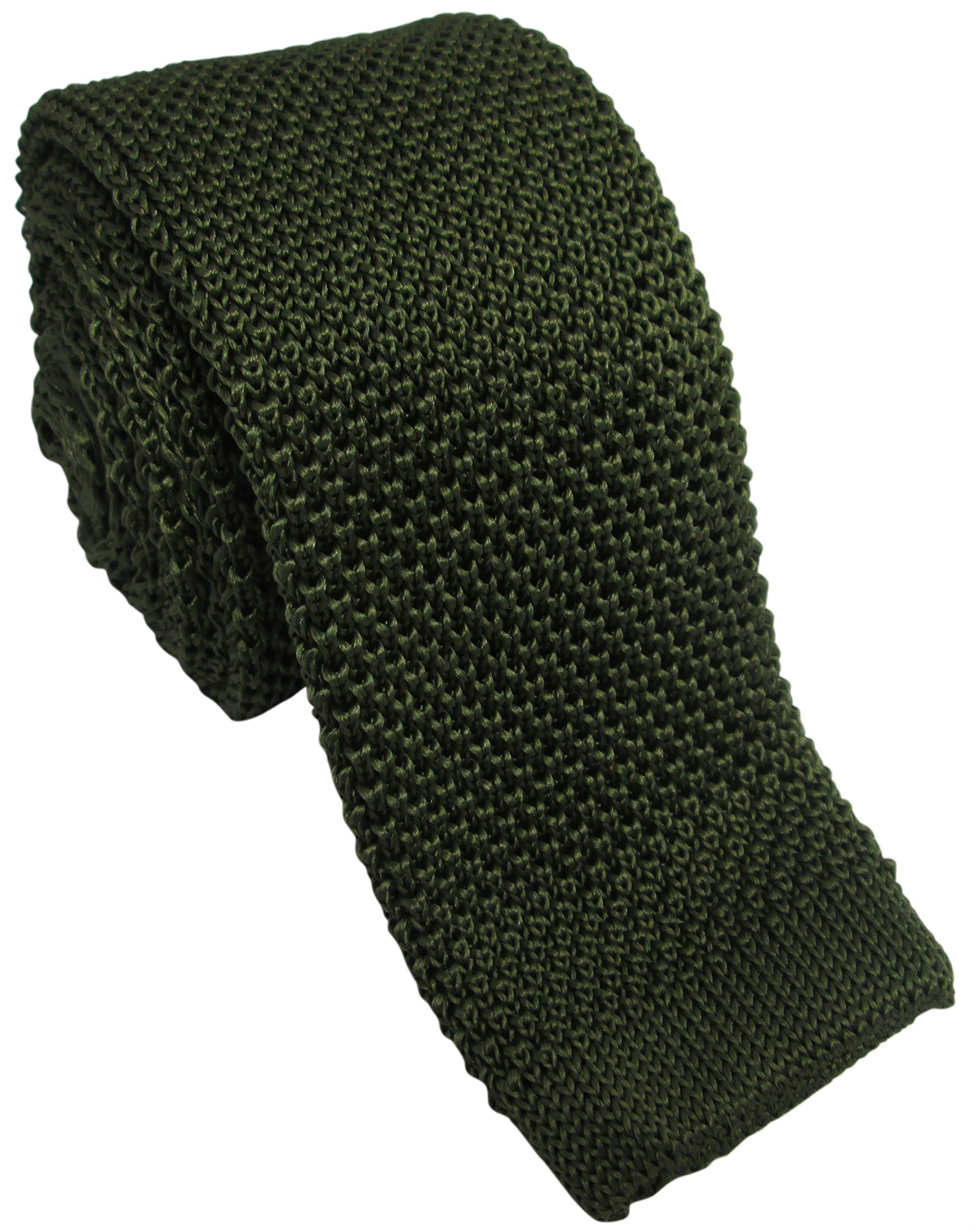 Olive Green Silk Knitted Tie