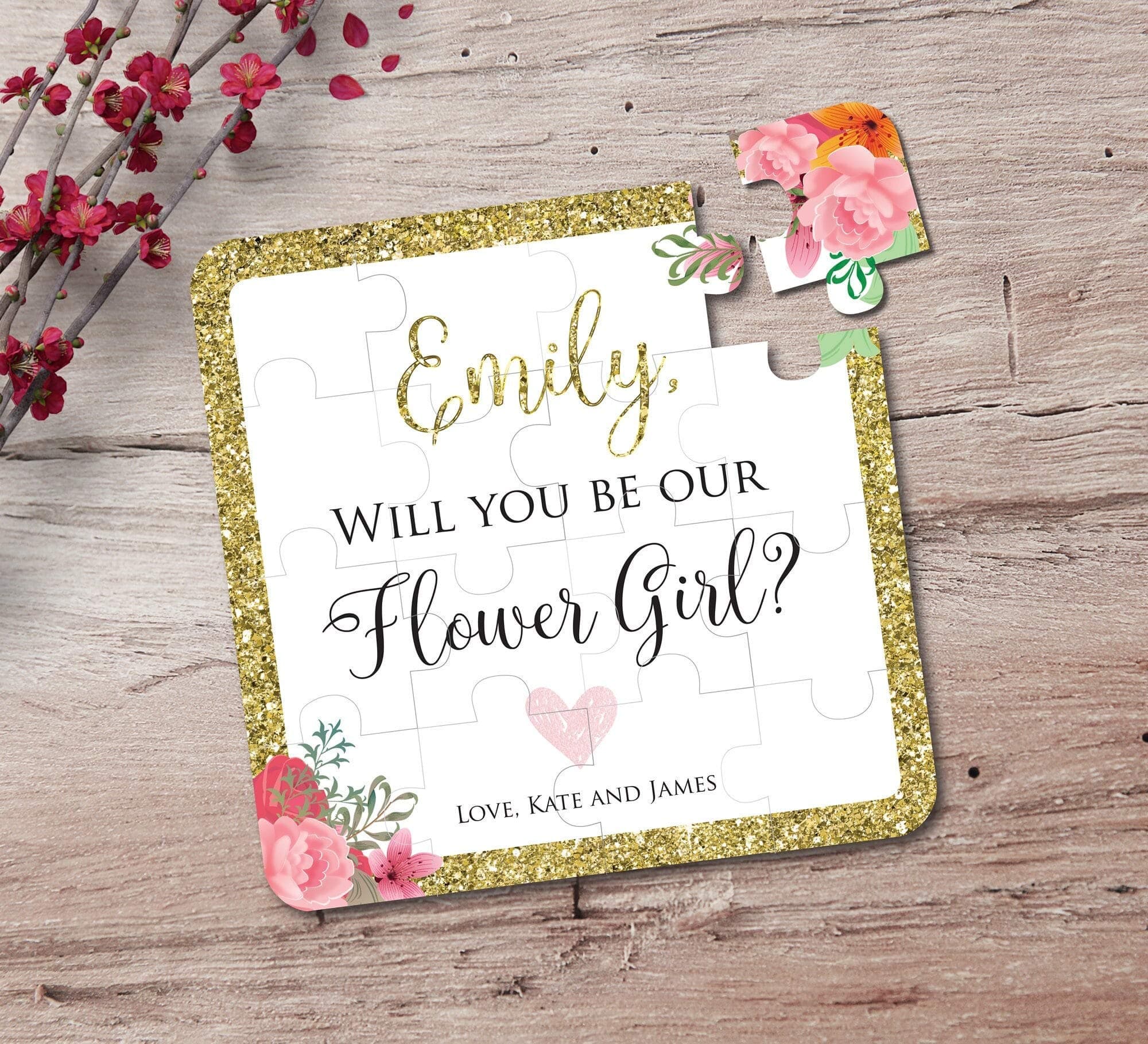 Personalized Flower Girl Gift Puzzle Invitation for Flower Girl Proposal, Custom Will You be My Flower Girl Card with Custom Name, Sister, Niece, Best Friend's Daughter Flower Girl