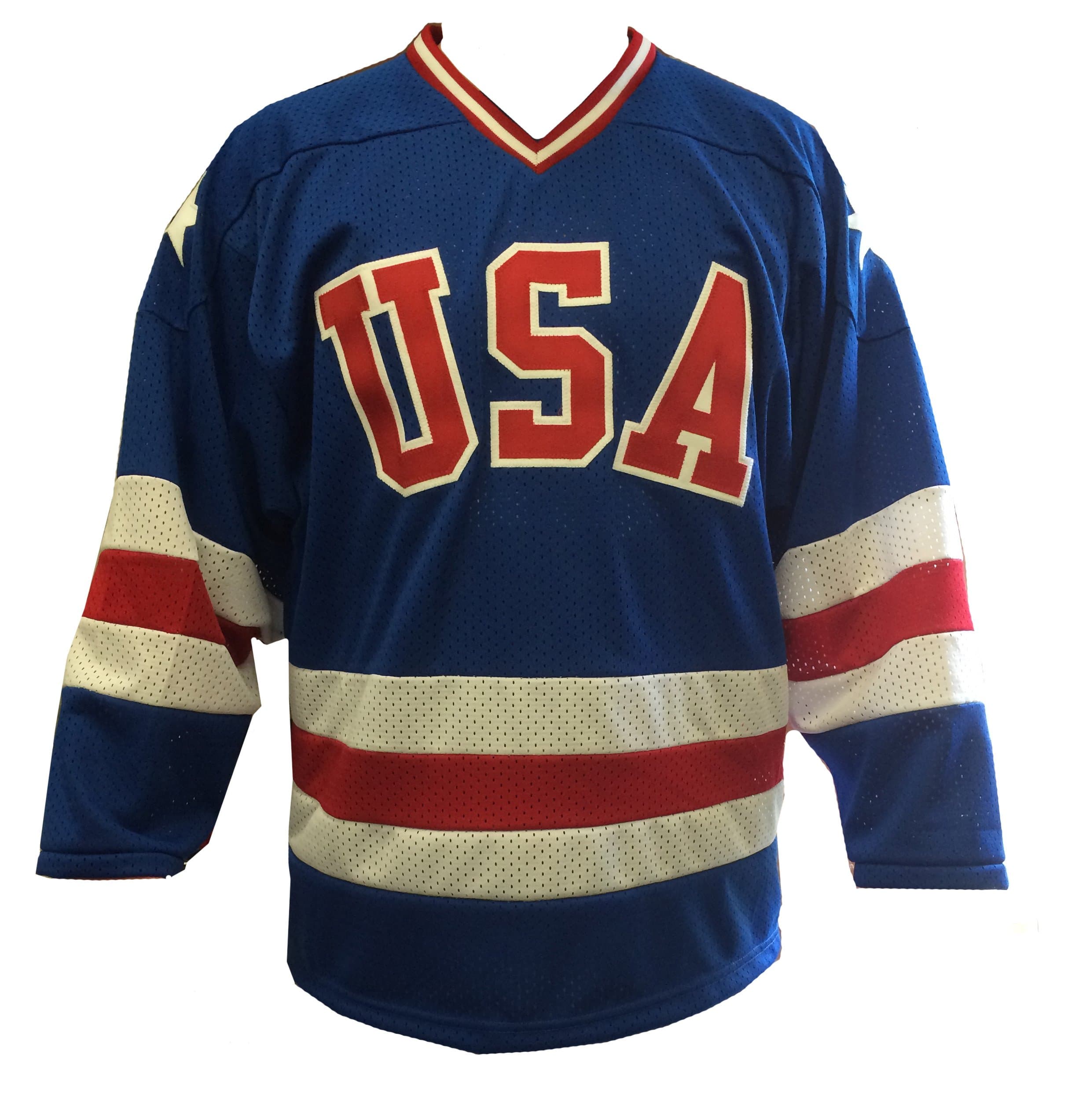 Blue Away 1980 USA Olympic Hockey Replica Game Mesh Jersey Miracle on Ice Adult (Medium) Apparel