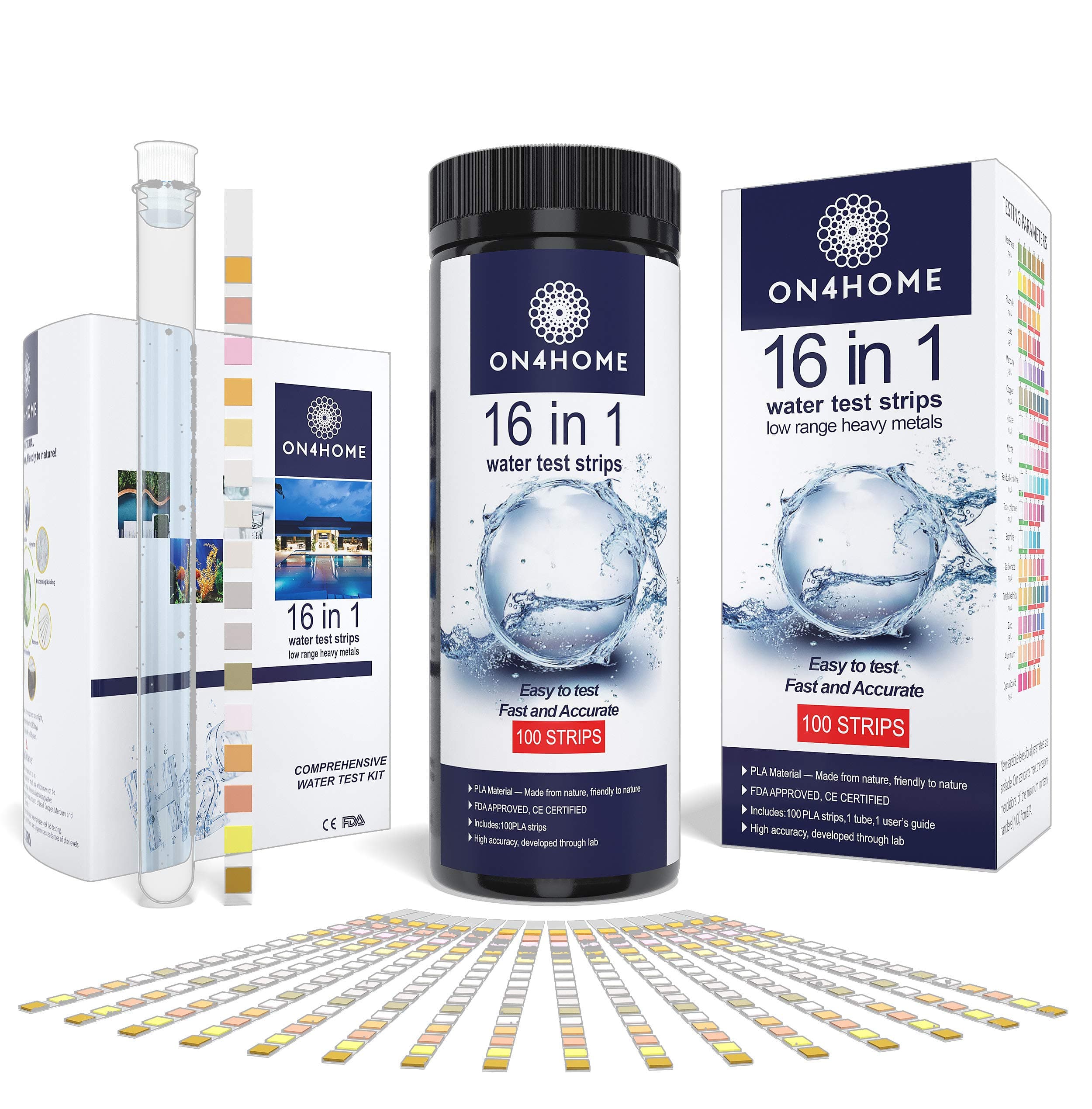 16-in-1 Water Test Strips HIGH Fidelity Water Quality Test ■ 60 Seconds Testing to Detect Hardness, Lead, Ph, Fluoride, Mercury, Copper, Nitrates, Nitrites, Alkalinity, Aluminum and More