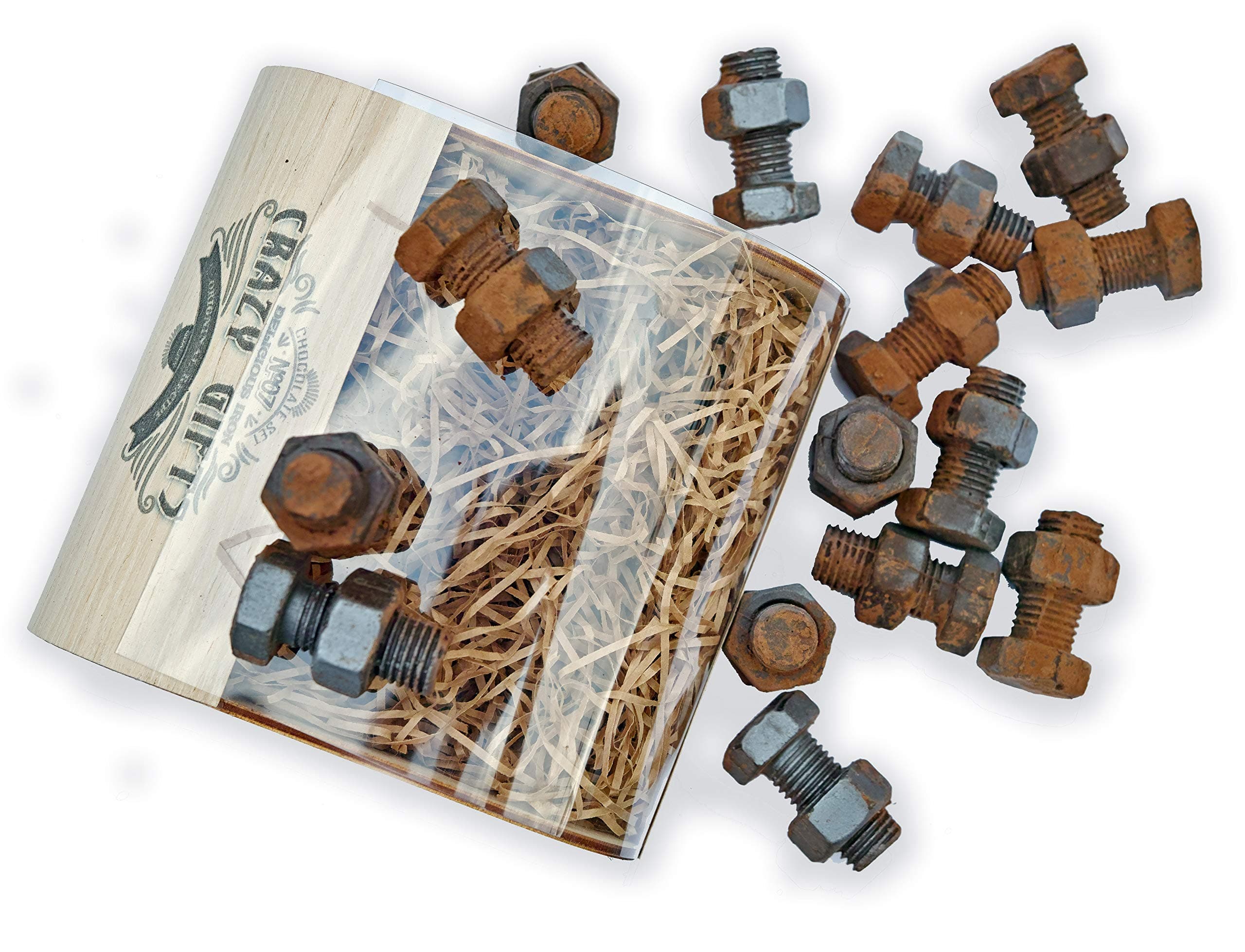 IronChoco Chocolate Gift Set Bolts and Nuts 15 Pieces Real Size Solid in Gift Box, Funny Christmas Gift, 9.3 oz