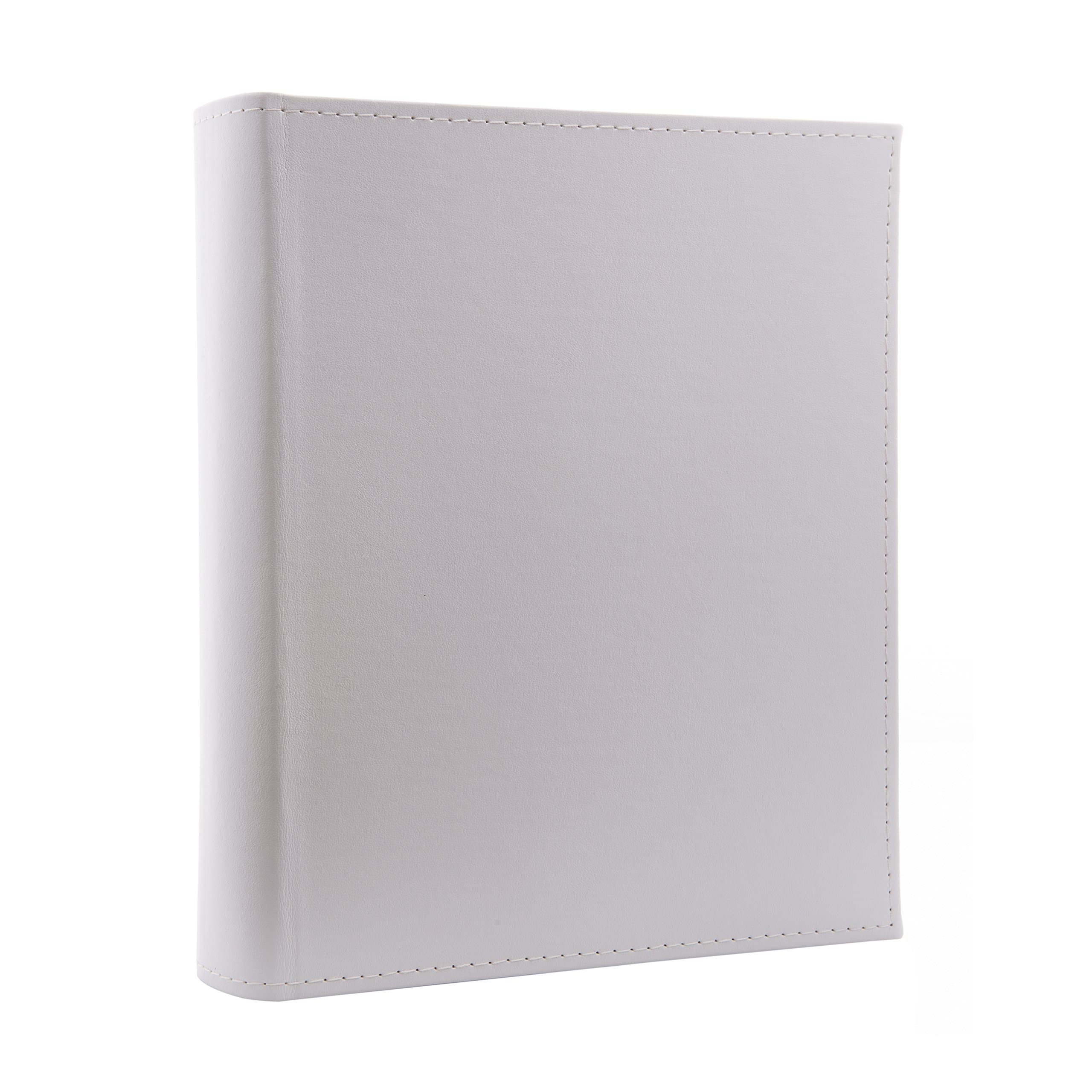 Kenro White Wedding Photo Album for 100 Photos 9x6 inch / 13x15cm Leather Look Cover with Edge Stitching Gift for Anniversary Christening Engagement Confirmation New Baby with Slip-In Pages and Memo Space Beside Each Photograph, Pearl Wedding Classic Series – PL304…