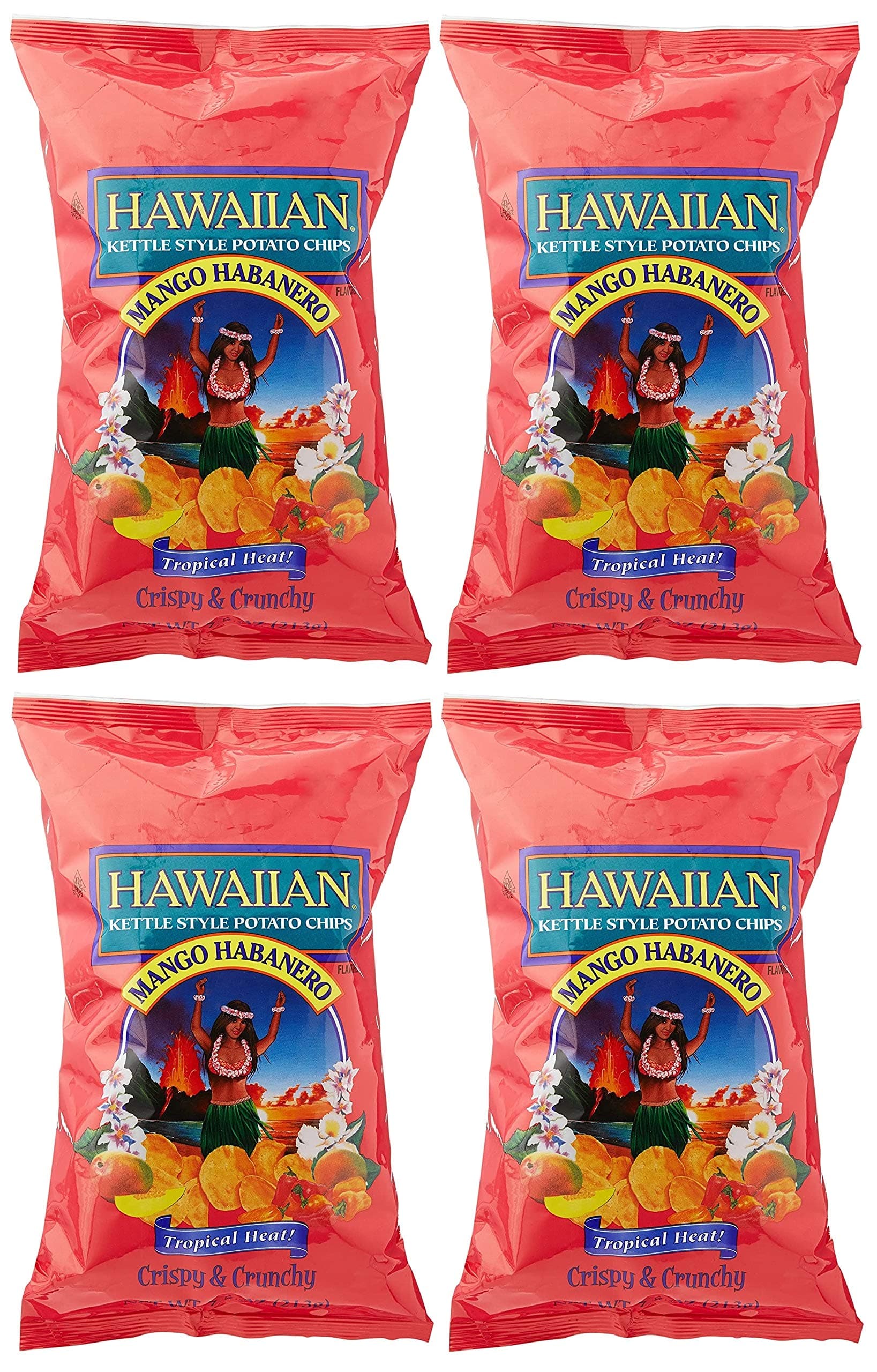 Habanero Kettle Style Potato Chips 7.5 oz each (4 Items Per Order)