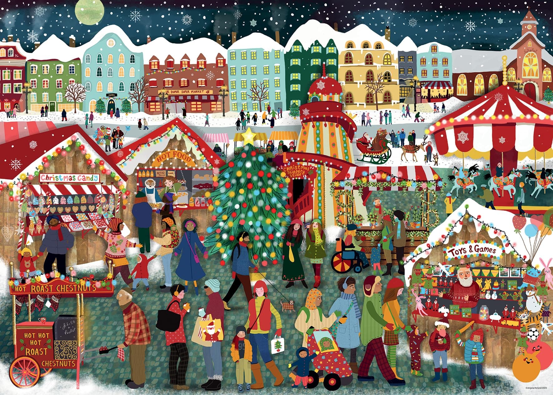 Christmas Market 1000 Piece Jigsaw Puzzle for Adults and Kids Age 12 Years Up - Special Edition