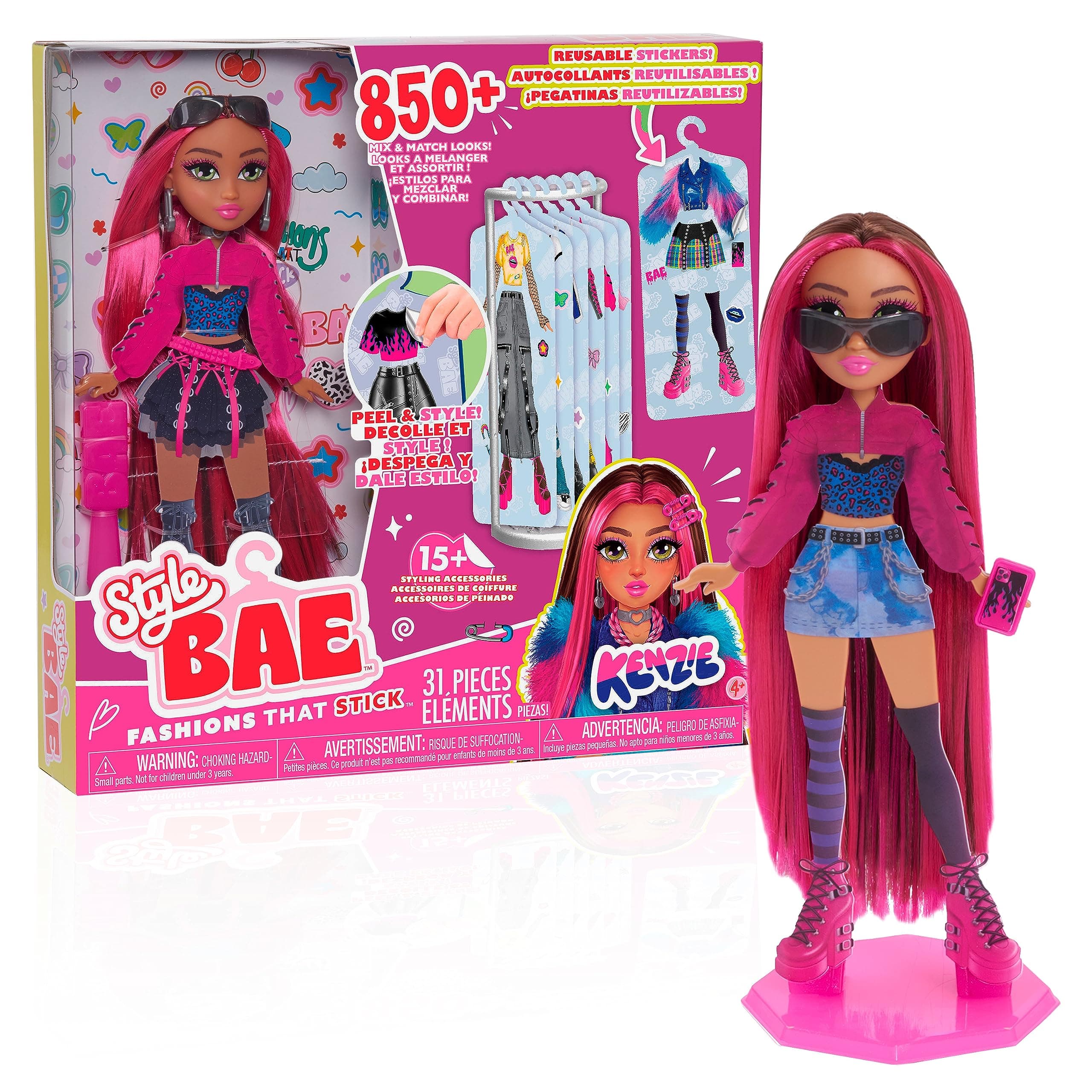Style Bae Kenzie 10-Inch Fashion Doll and Accessories, 28-Pieces, Kids Toys for Ages 4 Up