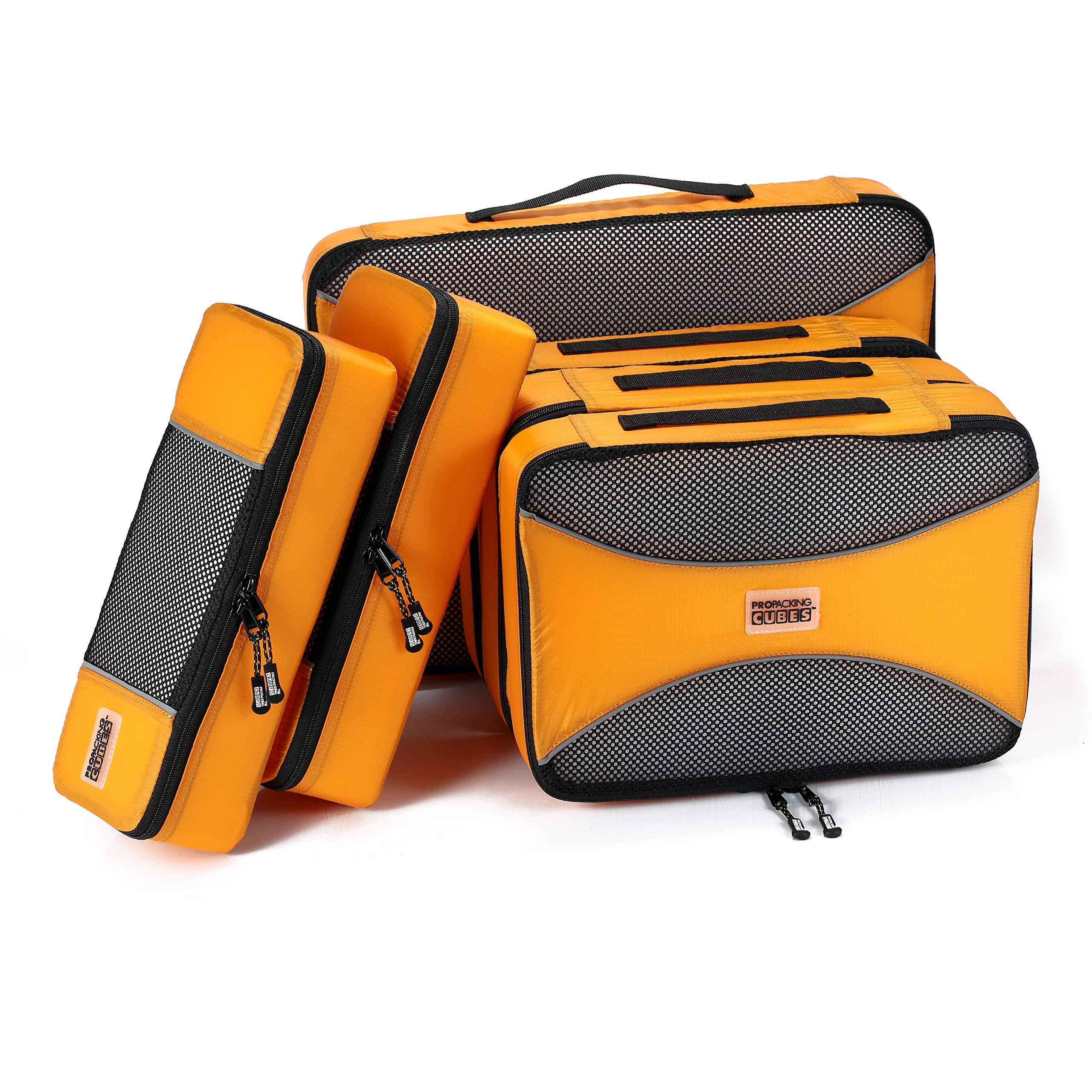 PRO Packing Cubes | 6 Piece Travel Bags Organiser Set for Luggage | Multi-Size Ultralight Travel Cubes | Suitcase Organizer Bags to Make Packing Easy (Orange)