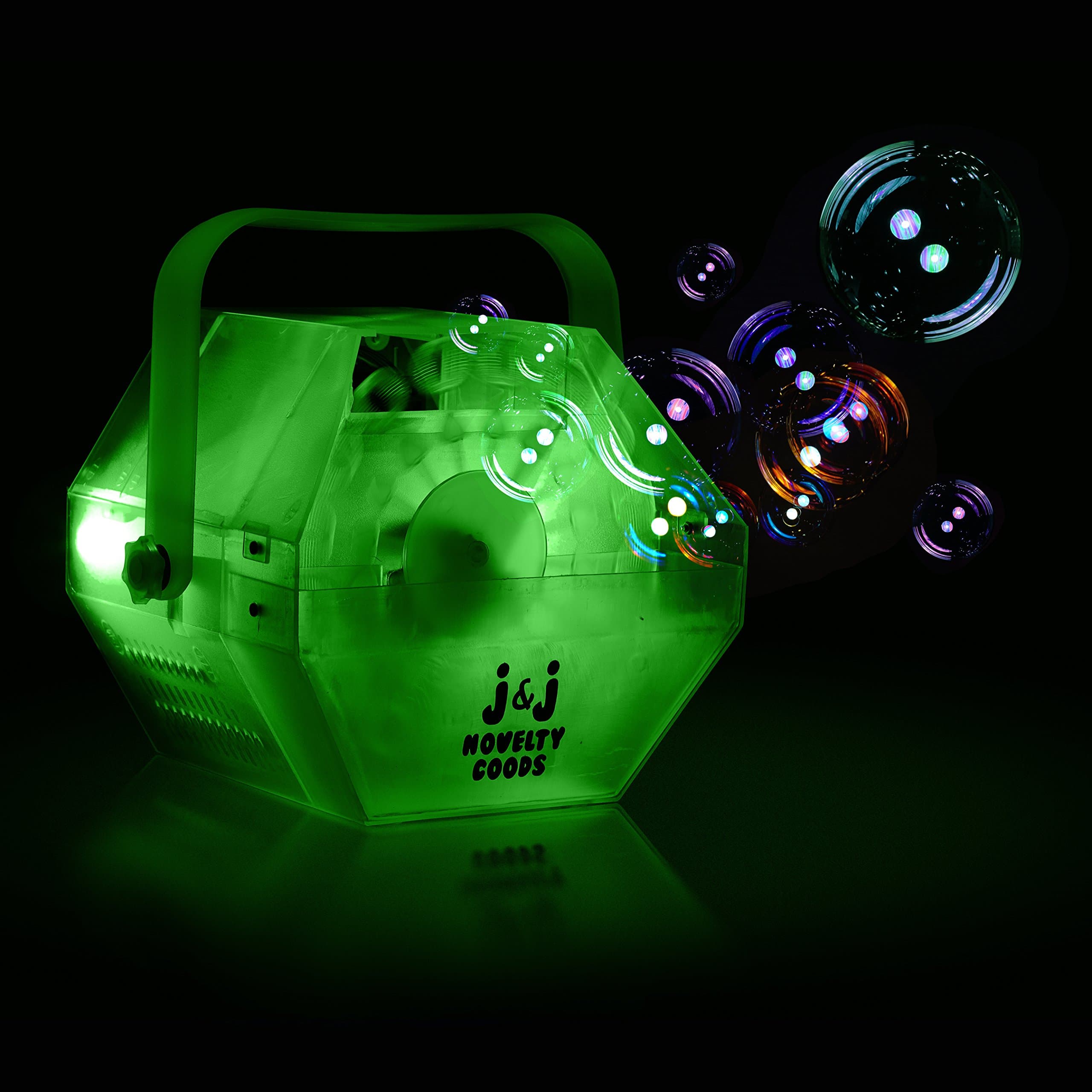 JJ Novelty Professional LED Bubble Machine: Brilliant Multi Color Light Display with Large Bubble Output