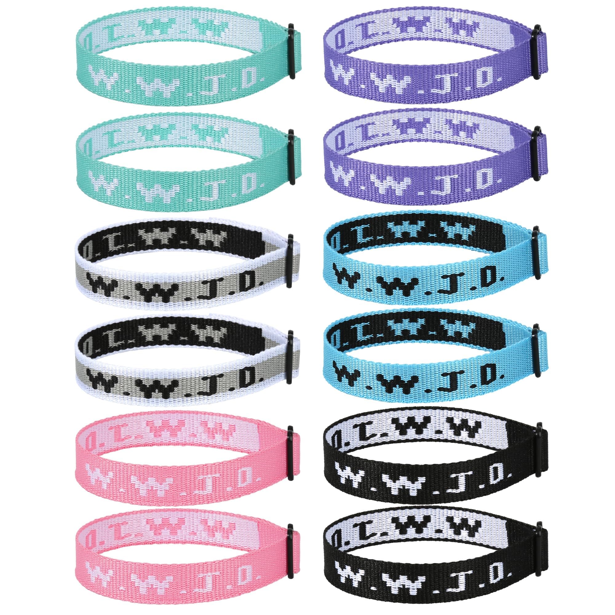 12PCS WWJD Bracelet Pack, Christian Gifts Adjustable Wristbands, WWJD Jesus Bracelets Bulk - What Would Jesus Do Bracelet for Women Men