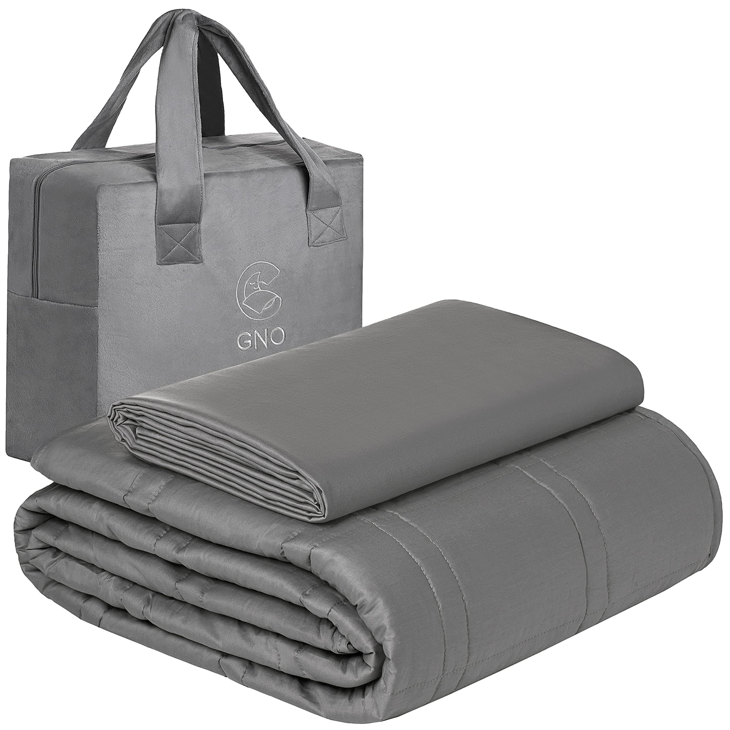 GNO Adult Weighted Blanket & Removable Bamboo Cover - (25 Lbs -80''x87'' King Size) - 100% Oeko Tex Certified Cooling Cotton & Glass Beads- Organic Heavy Blanket For Individual Or Couples - Dark Grey