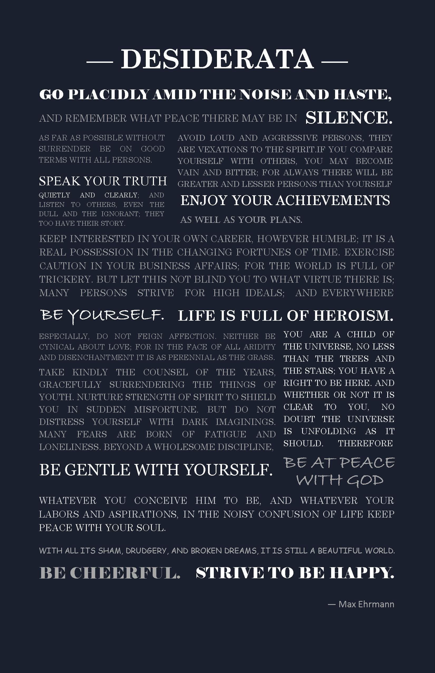 OUTWEST Trading Desiderata Poem 11 x 17 Inch Print