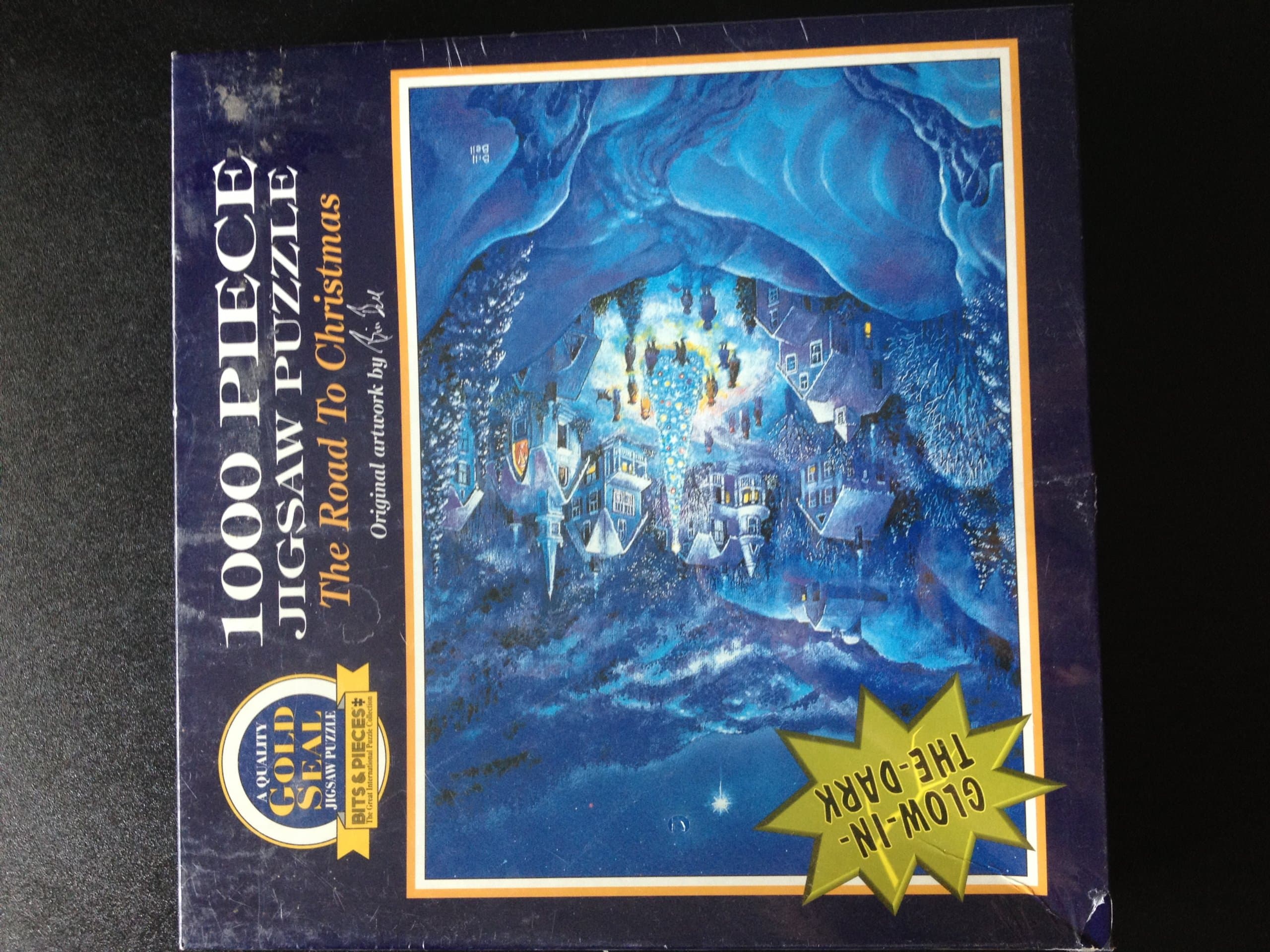 1995 Bill Bell "The Road To Christmas" Glow-In-The-Dark Jigsaw Puzzle 1000 pieces