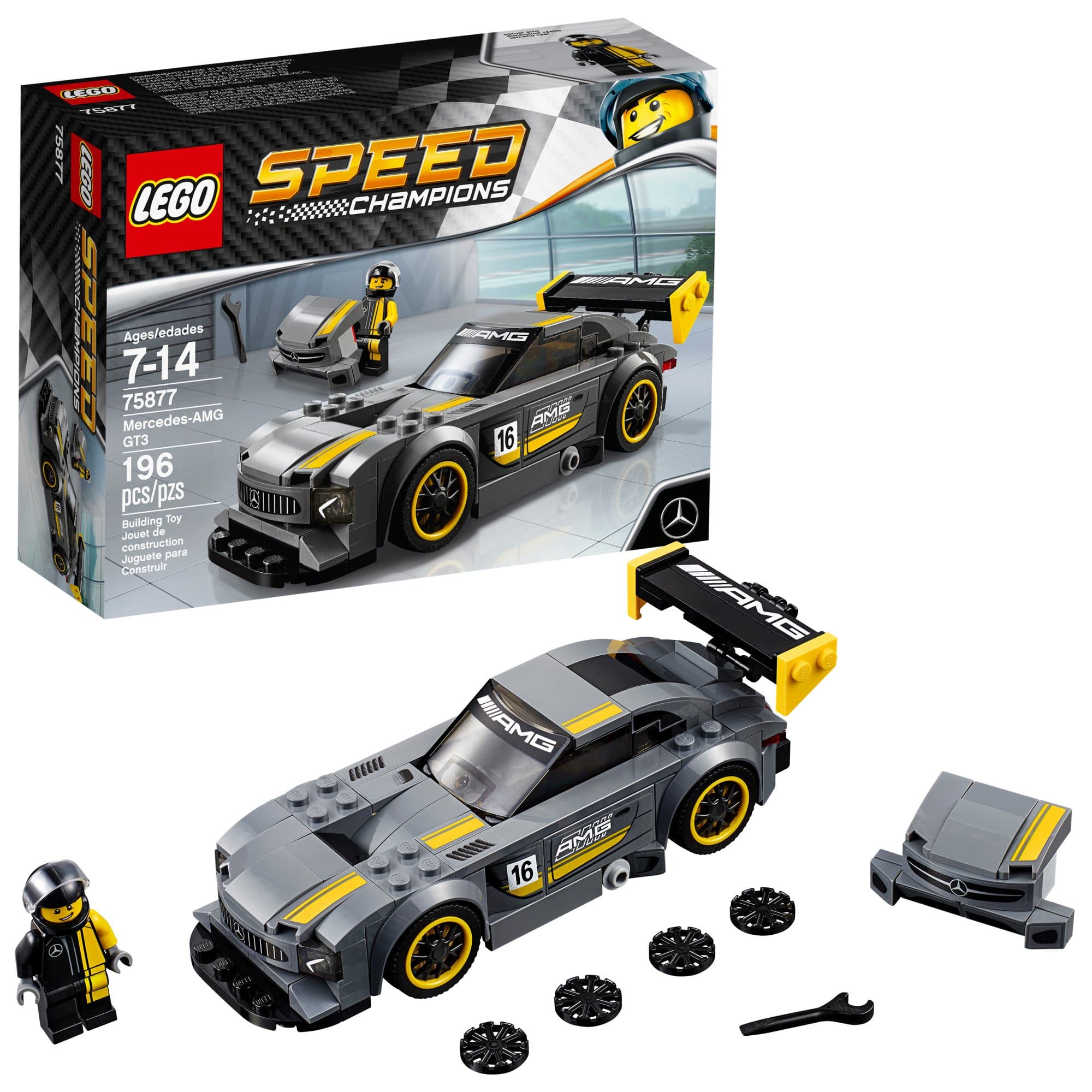 Speed Champions 6175226 Mercedes-Amg Gt3 75877 Building Kit (196 Piece), Multi