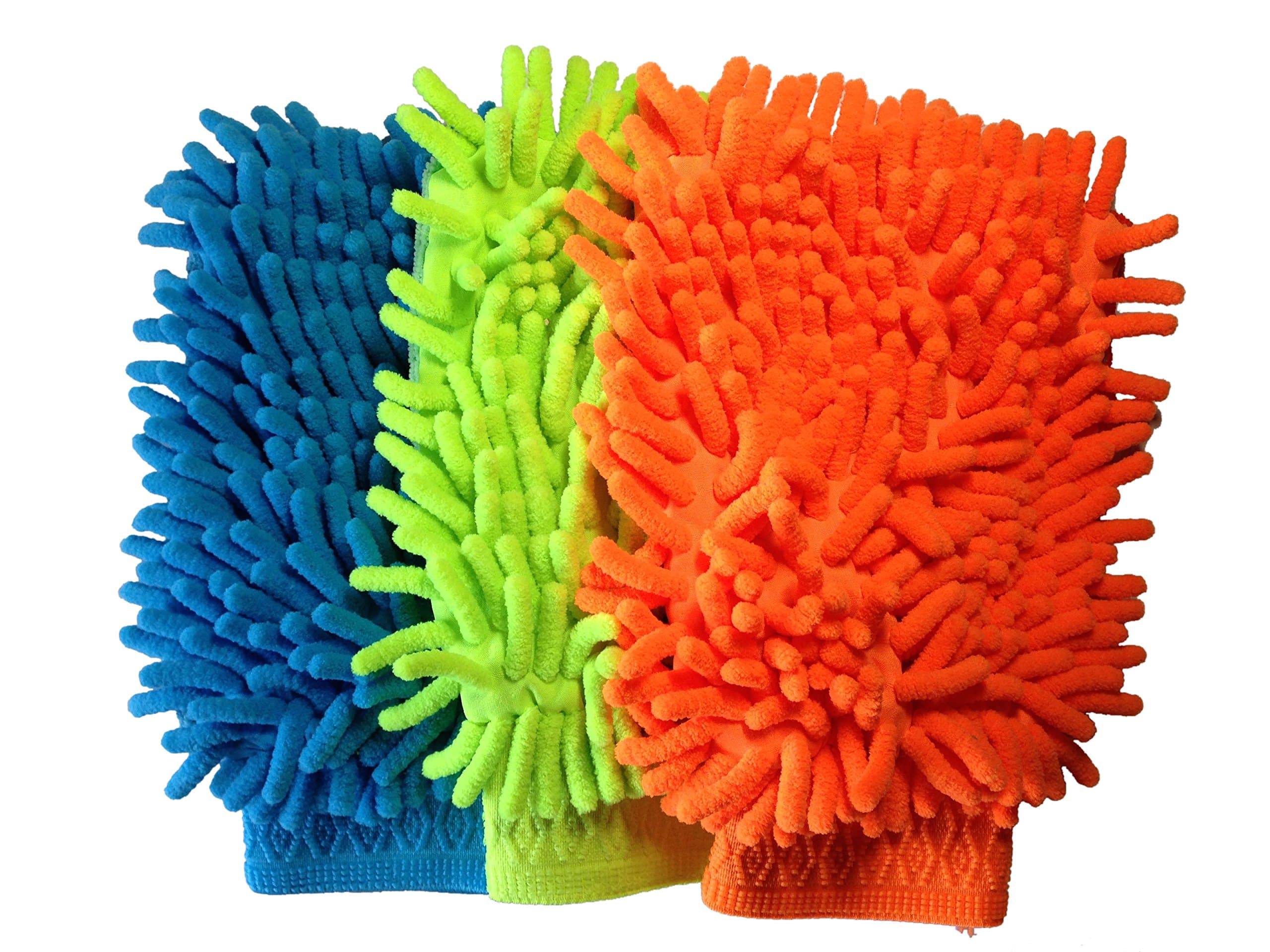 Kleanness [3 pack] Microfiber Wash Mitt - 3-pack - Dynamic Microfiber car Cleaning Cloth Dusts, Washes, and Cleans Your Home, kitchen, bathroom, and car. (Multi)