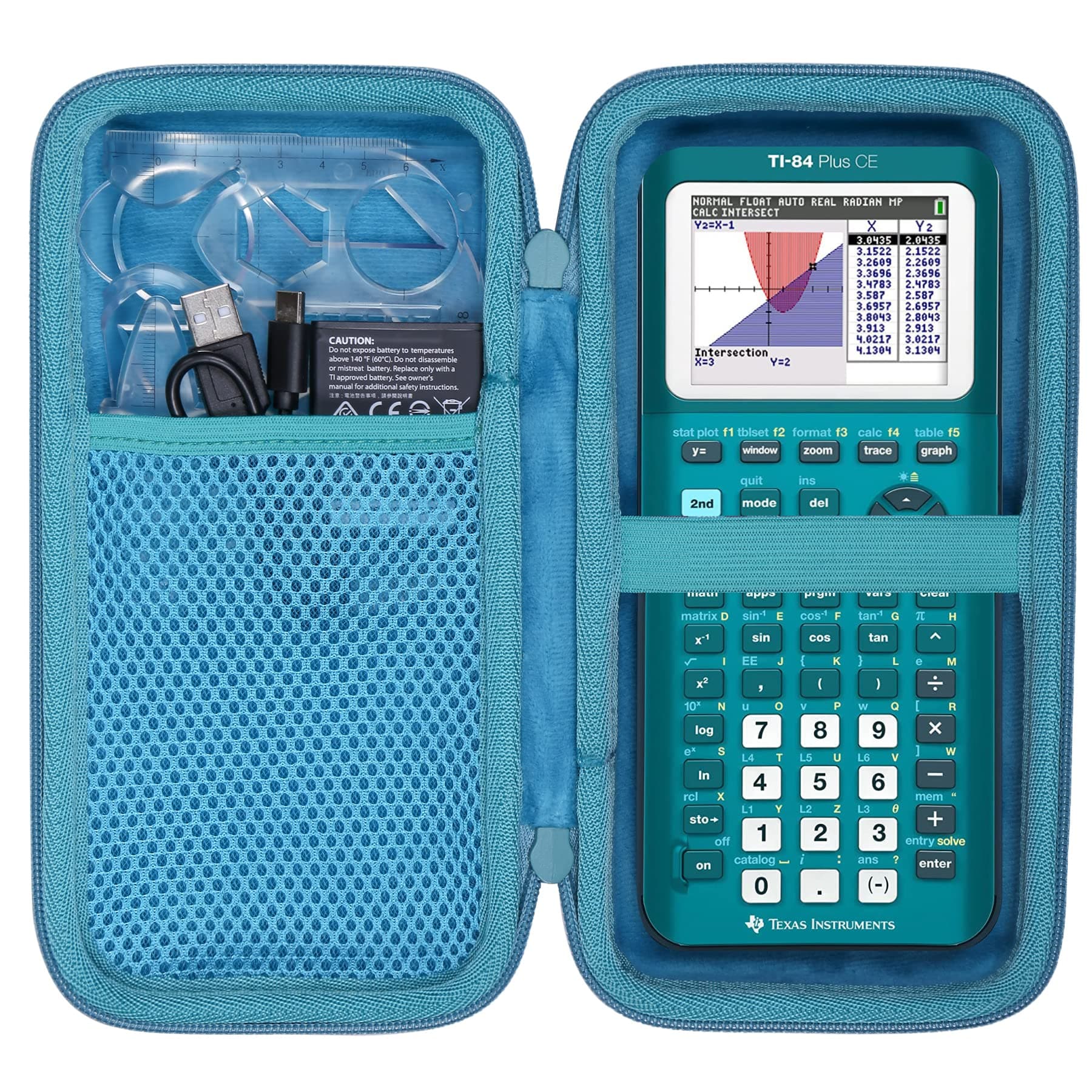 co2CREA Hard Case Compatible with Texas Instruments TI-84 Plus CE/TI-84 Plus/TI-Nspire CX II CAS/TI-Nspire CX II/TI-83 Plus/TI-89 Titanium/TI-85 / TI-86 Color Graphing Calculator, Teal