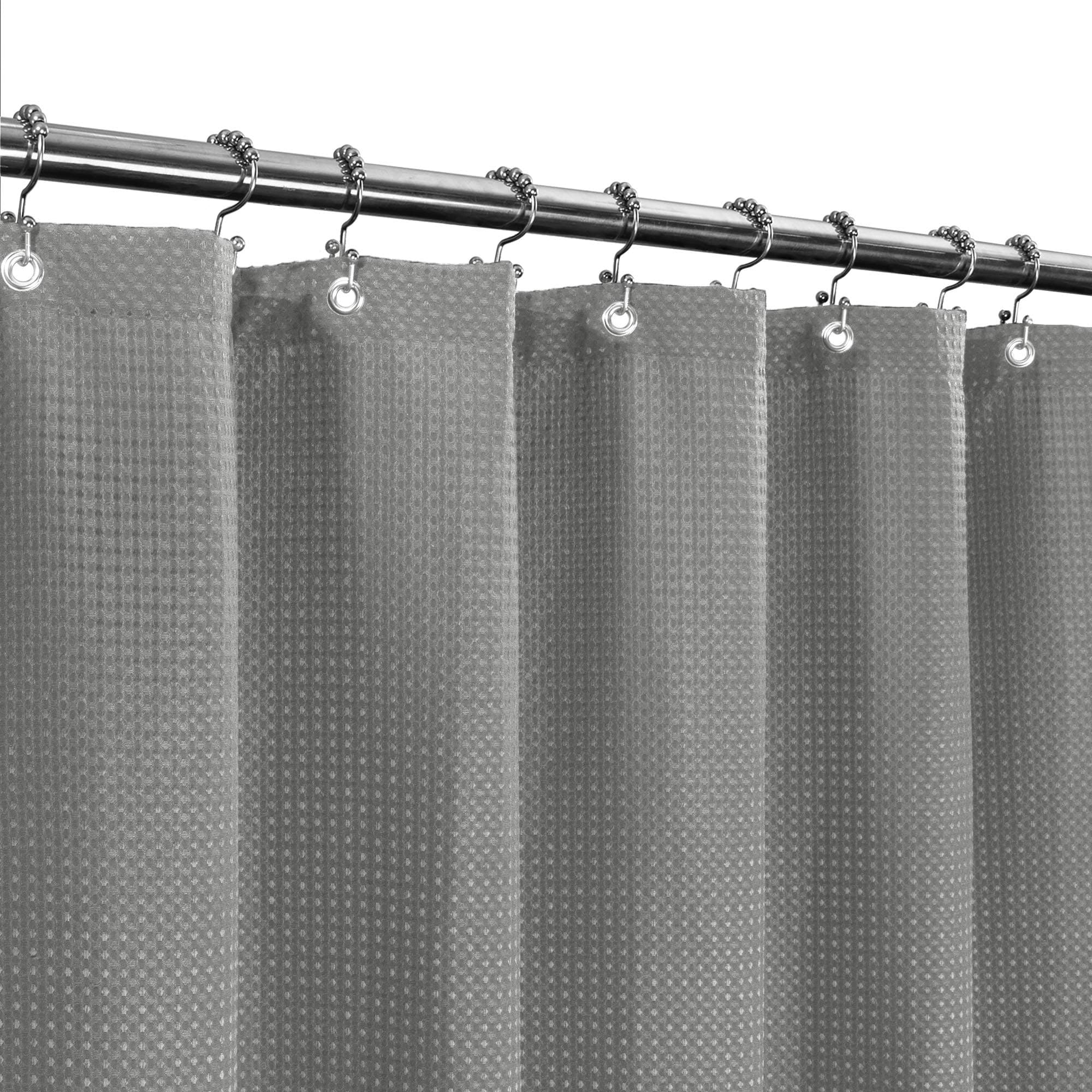 Barossa Design Stall Shower Curtain Fabric 36 x 72 inches, Waffle Weave, Hotel Luxury Spa, 230 GSM Heavy Duty, Water Repellent, Gray Pique Pattern Decorative Bathroom Curtain
