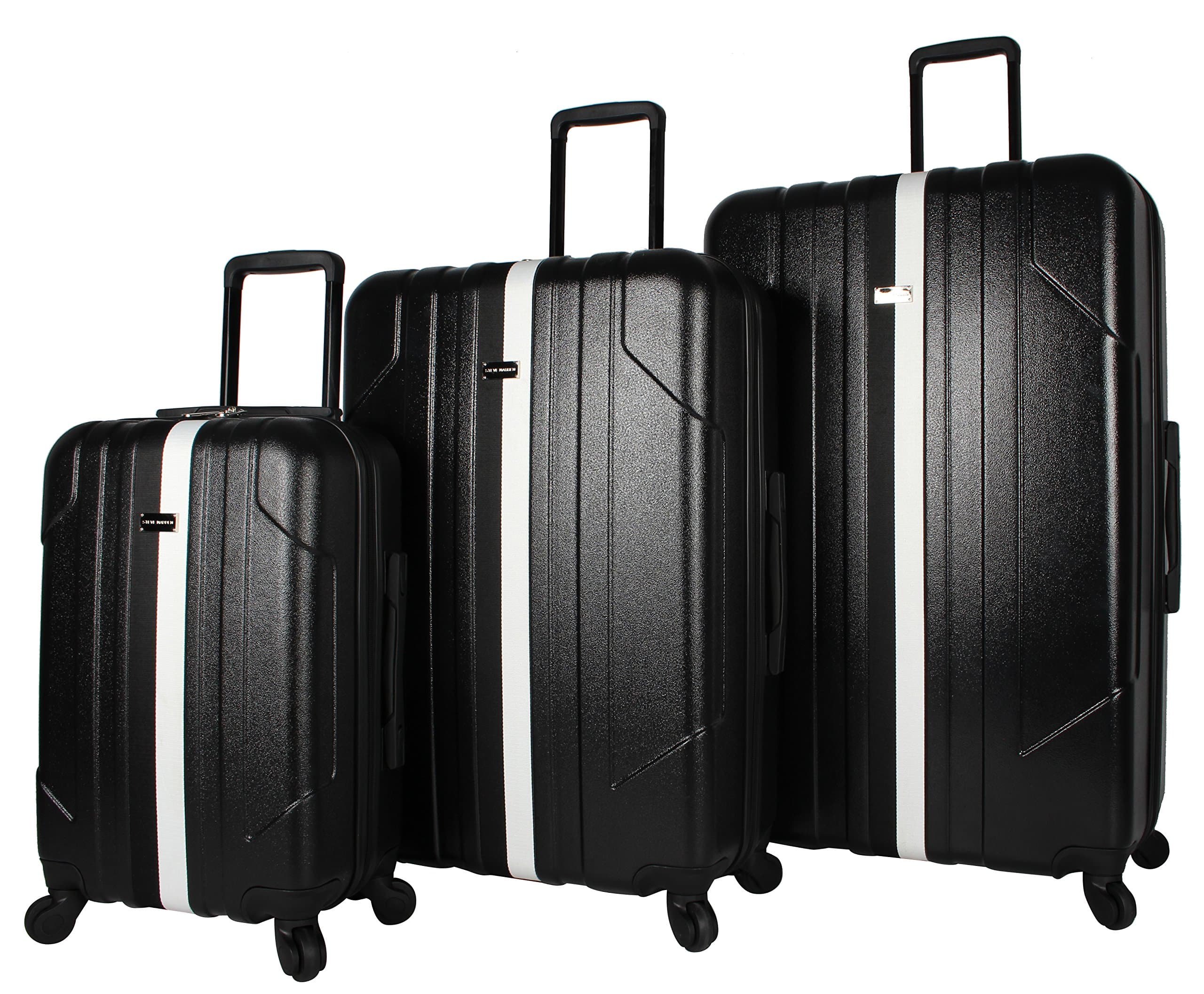 Steve Madden B-Stripe Luggage Sets 3 Piece Hardside Suitcase With Spinner Wheels (B-Stripe Black)
