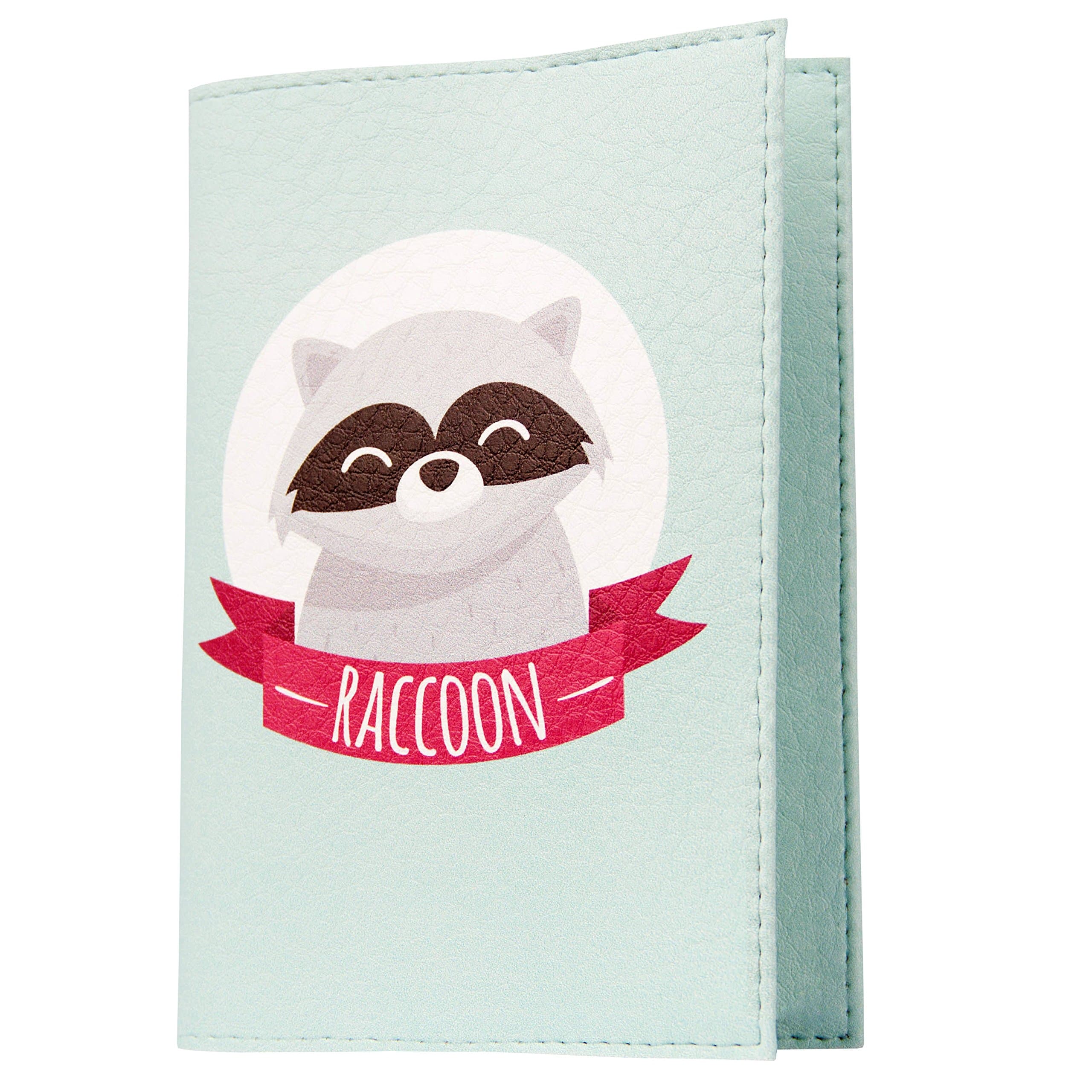 ECO Leather passport cover for travel Documents holder Designer case men women (raccoon)