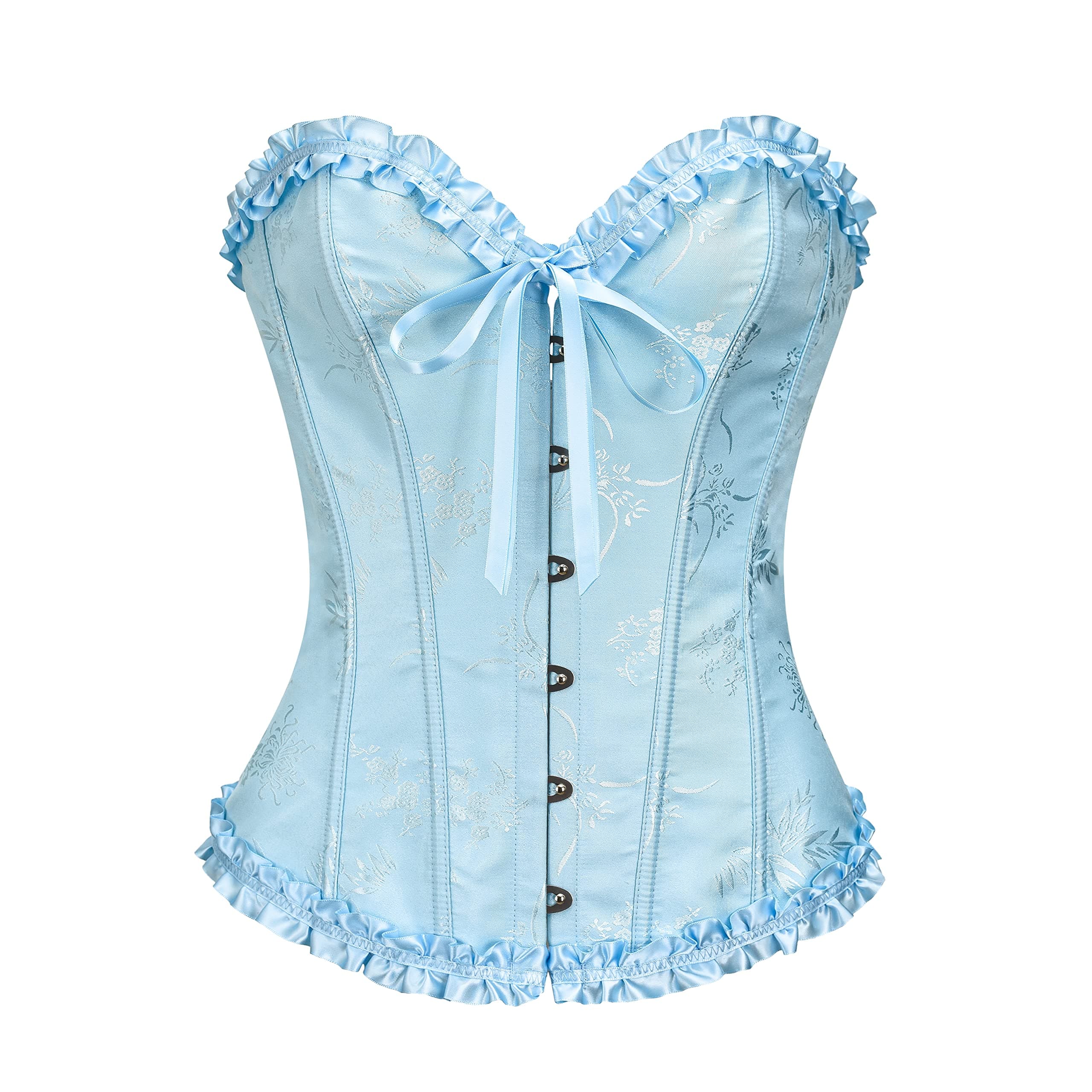 Women's Overbust Sweetheart Lace Up Plastic Bones Corset Bustier Top