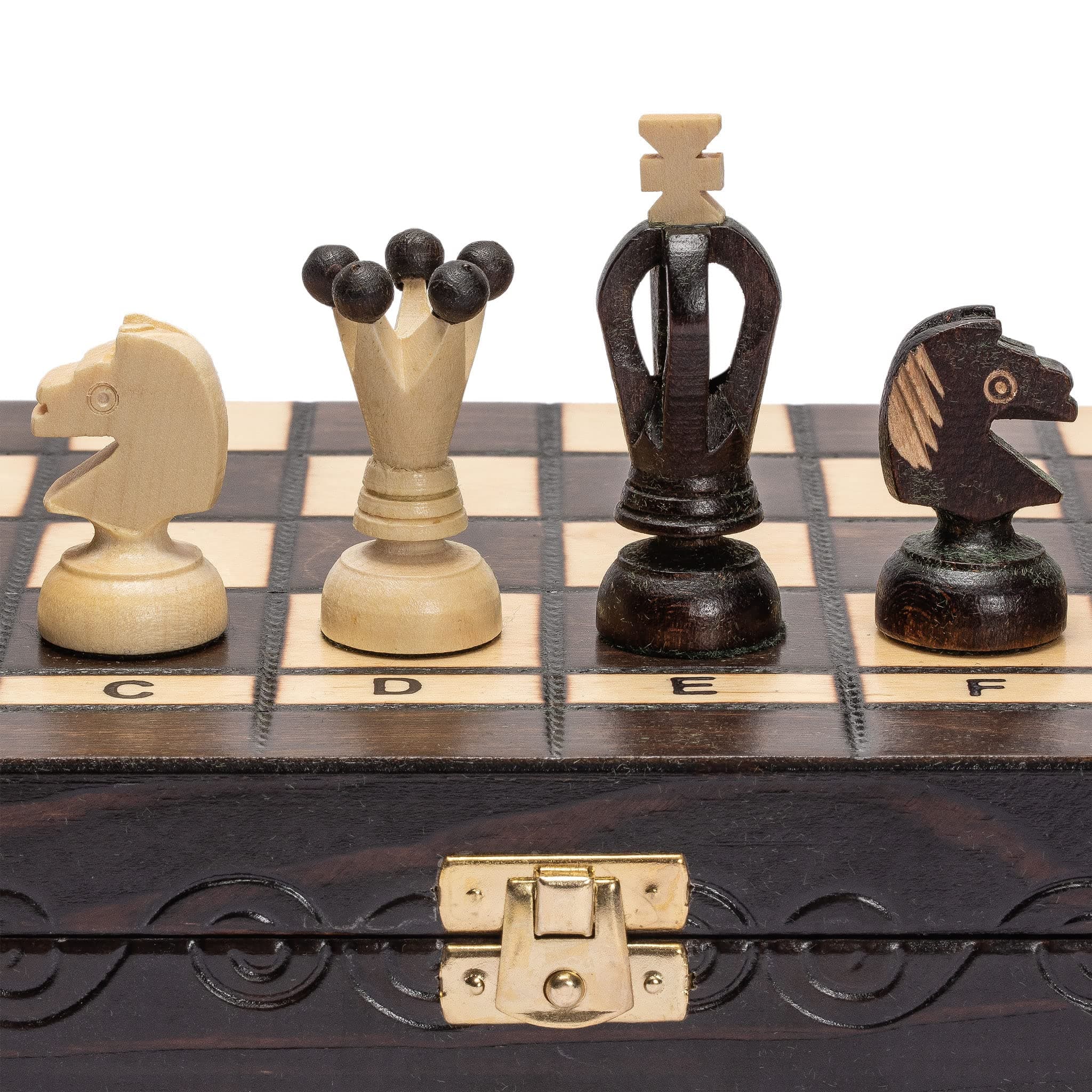 European International Chess Wooden Game Set, King's Continental" - 35-Centimeter Medium Size Chess Set with Handcrafted Chessmen and Felted Folding Board