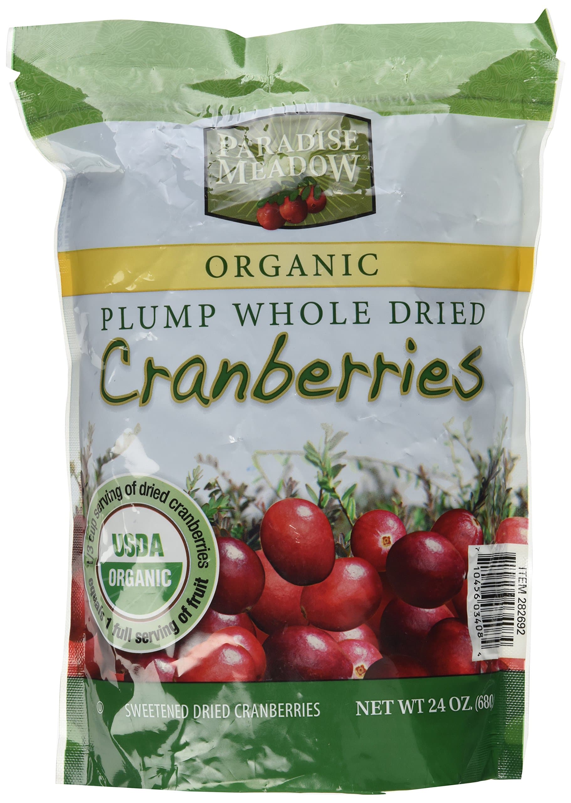 Paradise Meadow Organic Plump Whole Dried Cranberries 24 Ounces