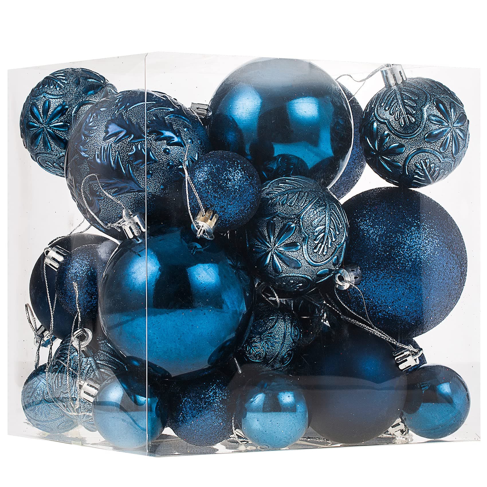Night Blue Shatterproof Christmas Ornaments, 32pcs Set, Traditional Style, Plastic Material, Christmas & Wedding Occasion