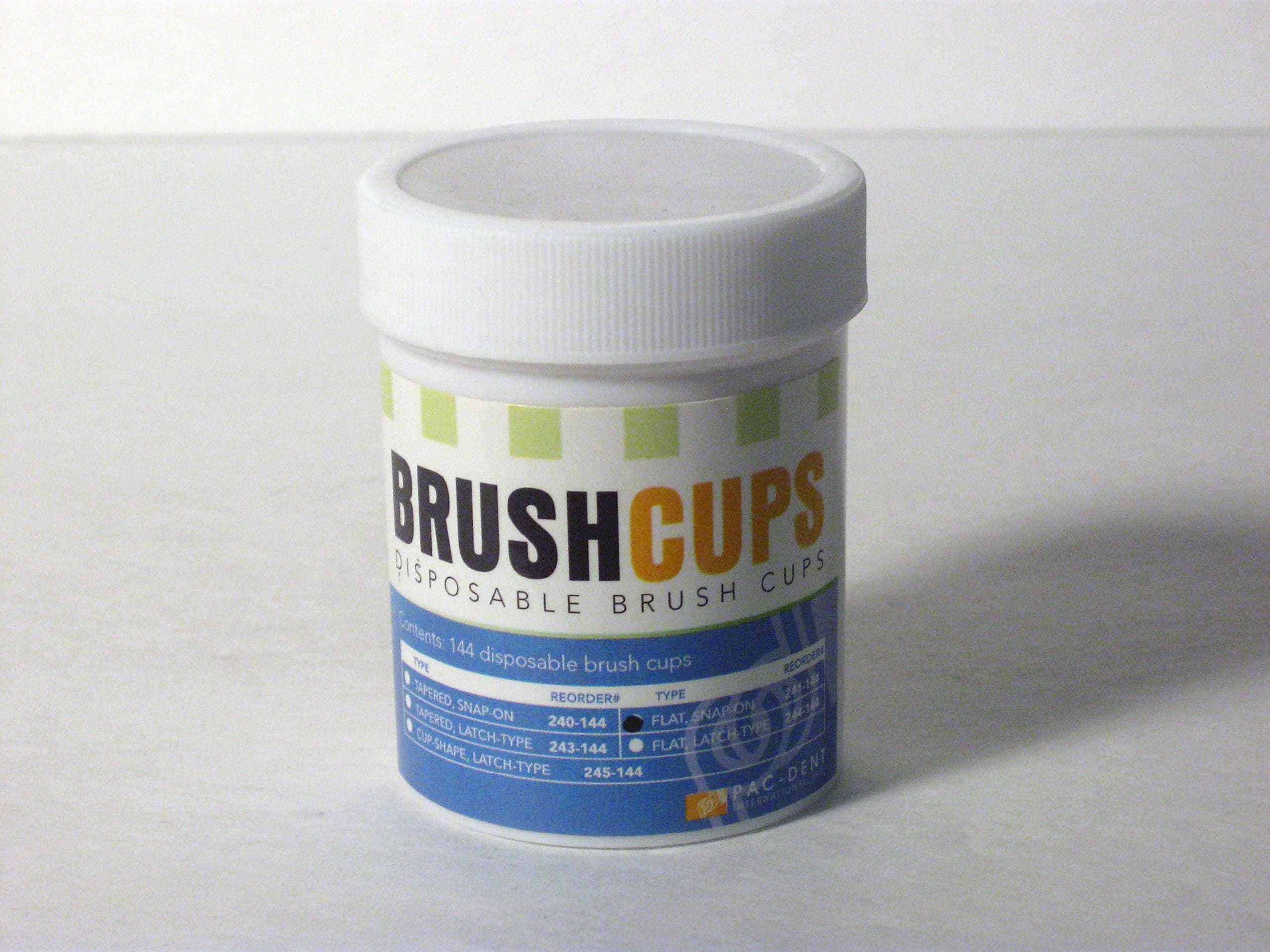 PAC-DENT 241-144 Disposable Brush Cup Snap-on Type - Flat Brush 144 Pieces