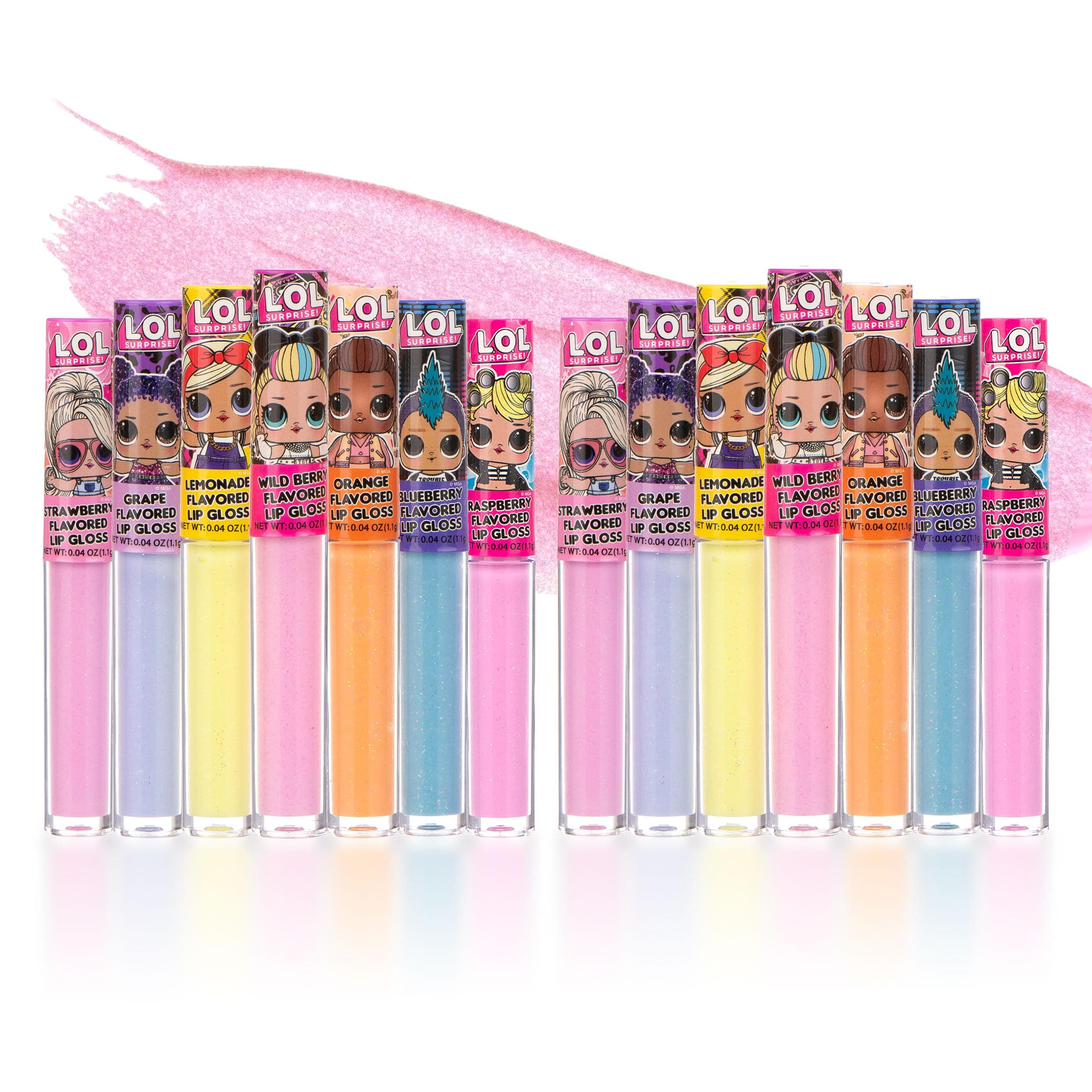 L.O.L Surprise! 14pc Lip Gloss for Girls, Lol Lip Gloss Set Value Pack, 14 Assorted Fruit Flavored Lip Glosses, Non Toxic, Kid Friendly, Party Favors, L.O.L. Surprise Gift For Kids