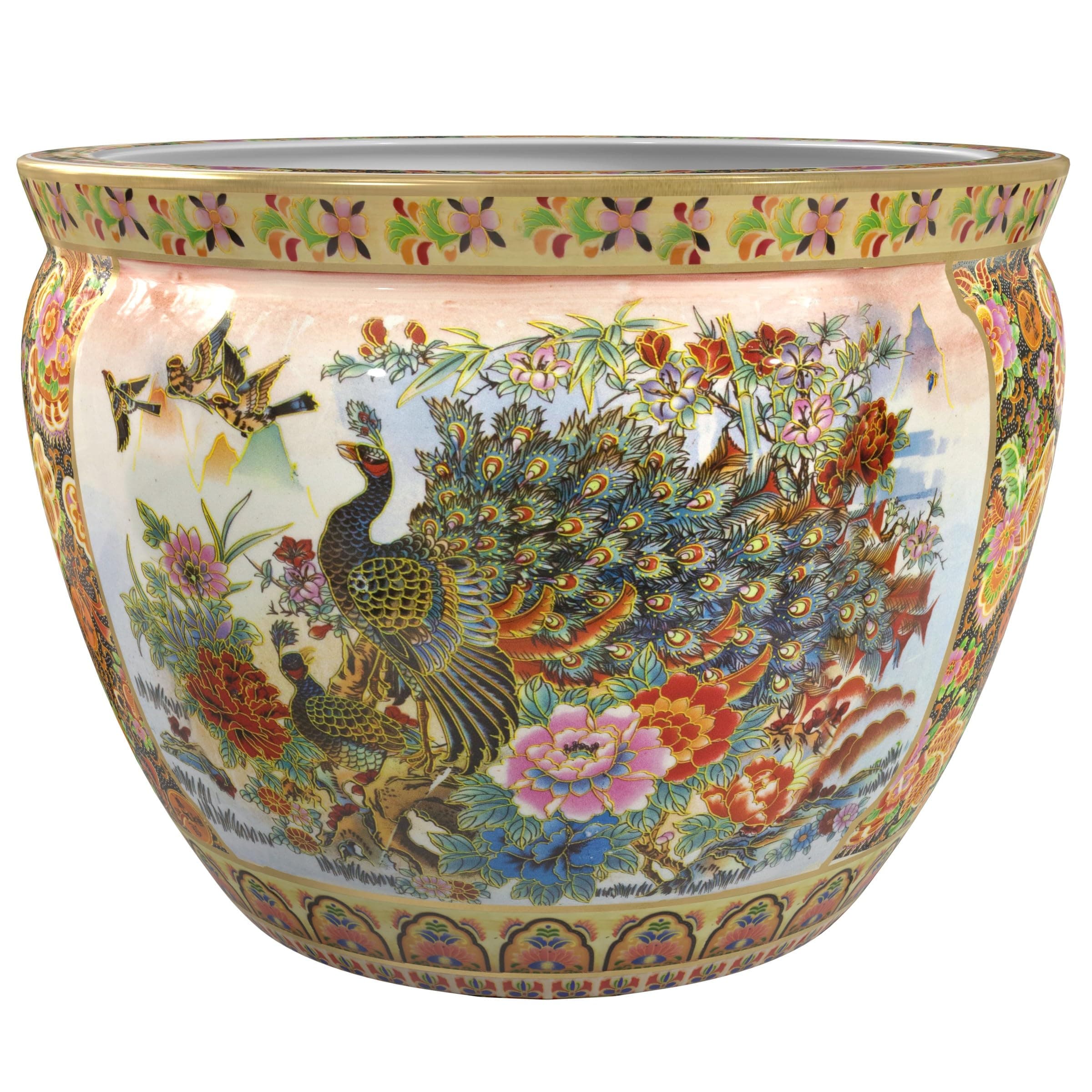 ORIENTAL Furniture Porcelain Planter, 20", Multicolor