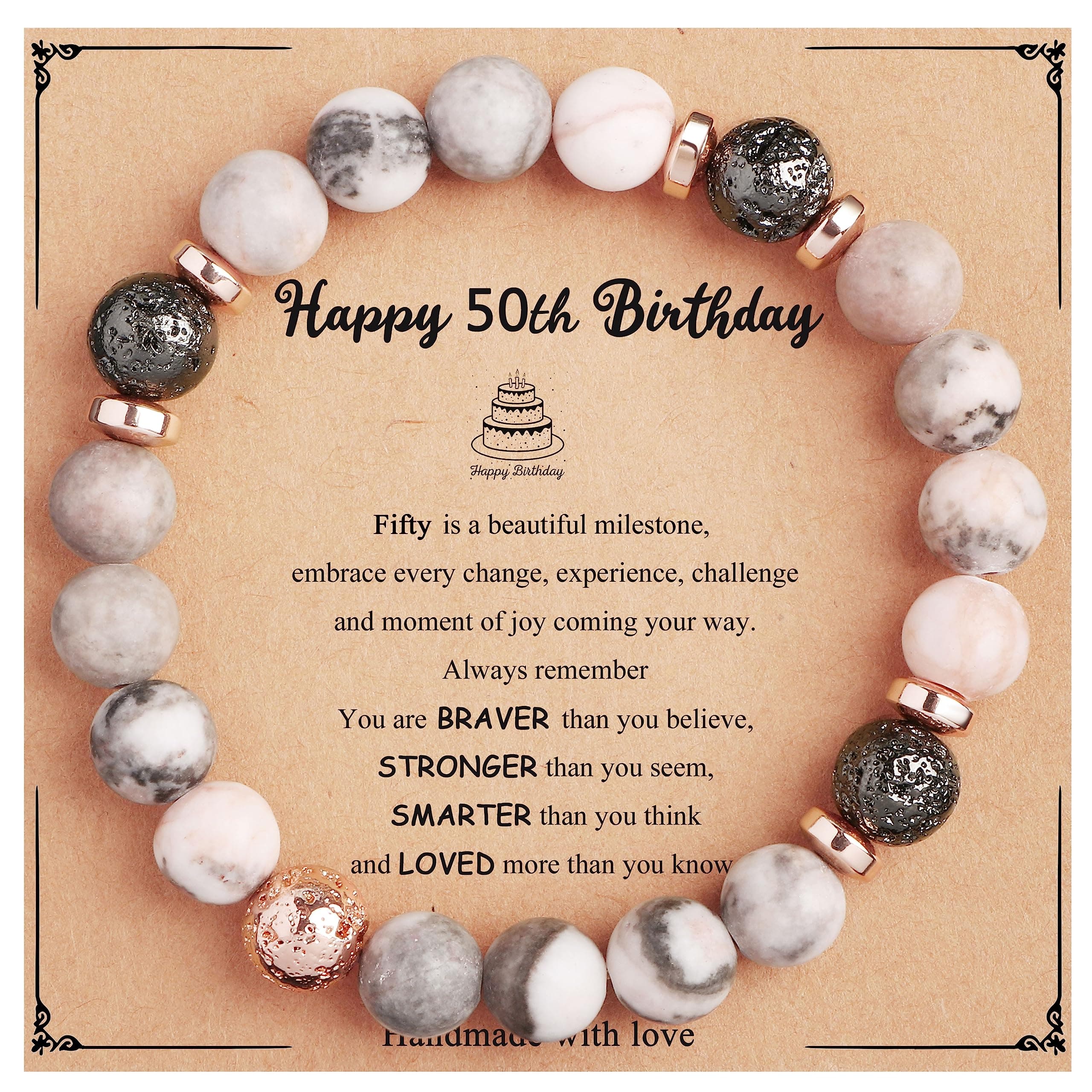 Sponsored Ad - 13th 16th 18th 21st 25th 30th 35th 40th 45th 50th 60th 65th 70th 75th 80th Birthday Gifts for Women, Natural Stone Bracelet Birthday Gifts for Women Mom Daughter Grandma Sister Coworker