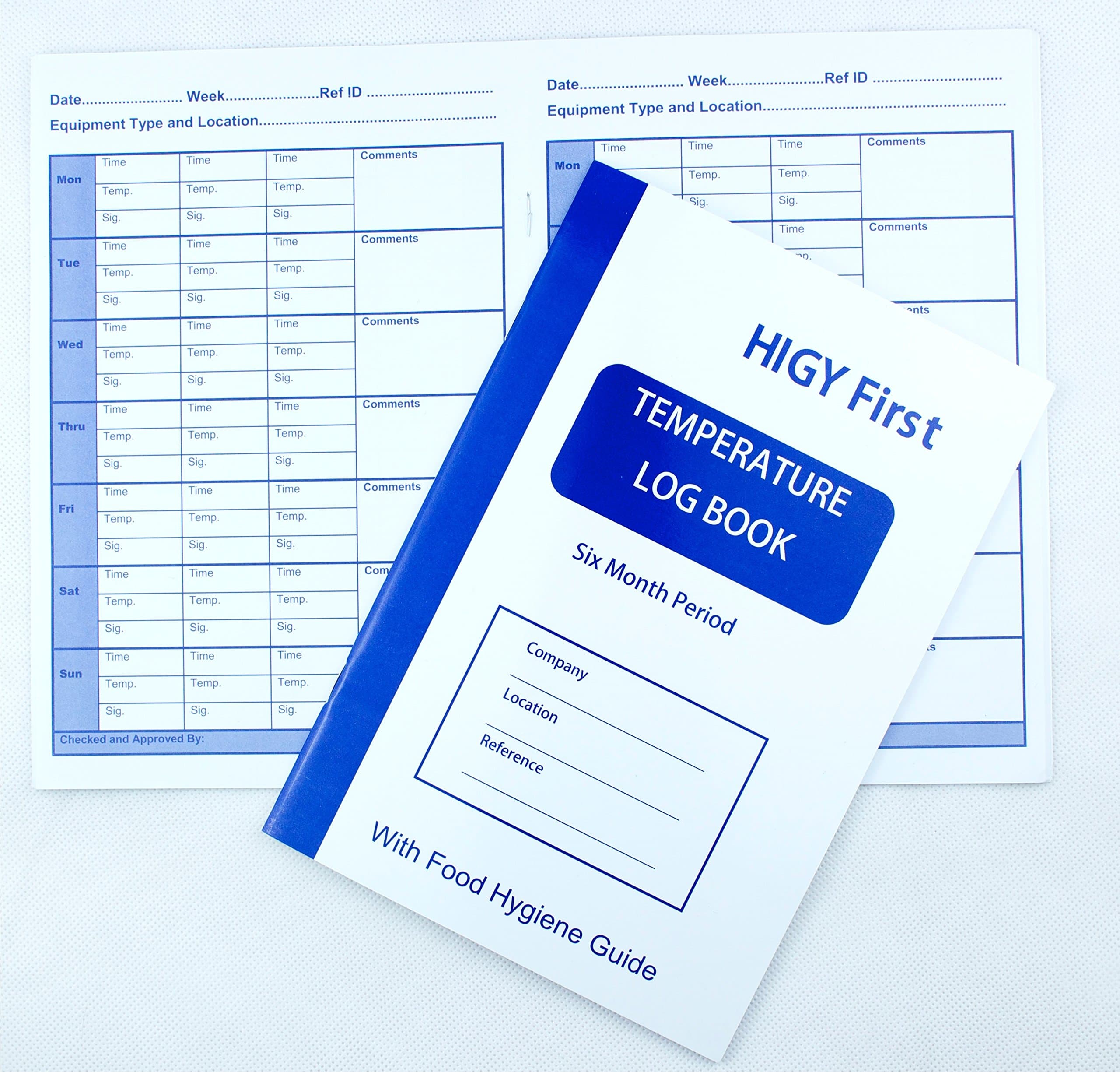 HYGI FIRSTTemperature Log Book A5 for recording appliance temperatures 6 Months Period