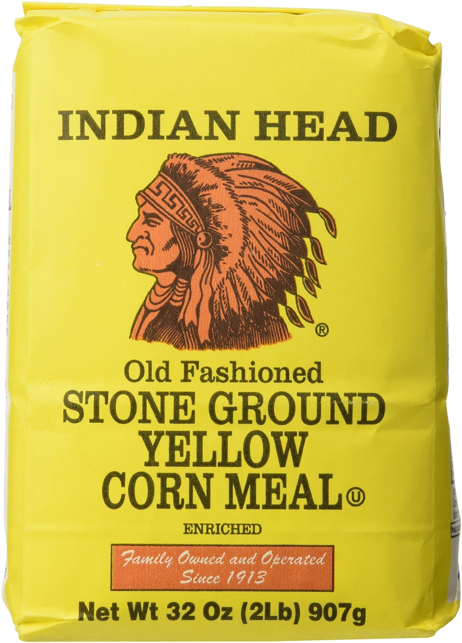 Indian Head, Old Fashioned Yellow Corn Meal, Stone Ground, 2 Pound Bag (Pack of 5)
