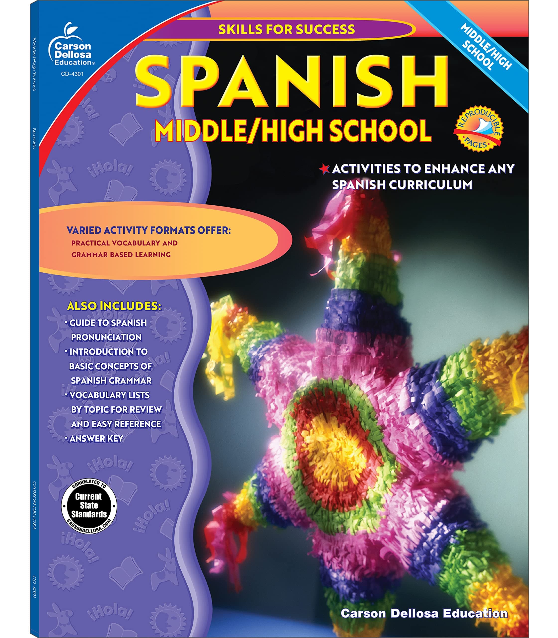 Carson Dellosa Skills for Success Spanish Workbook, Parts of Speech, Grammar, Sentence Building Skills, and More, Middle and High School Classroom or Homeschool Curriculum