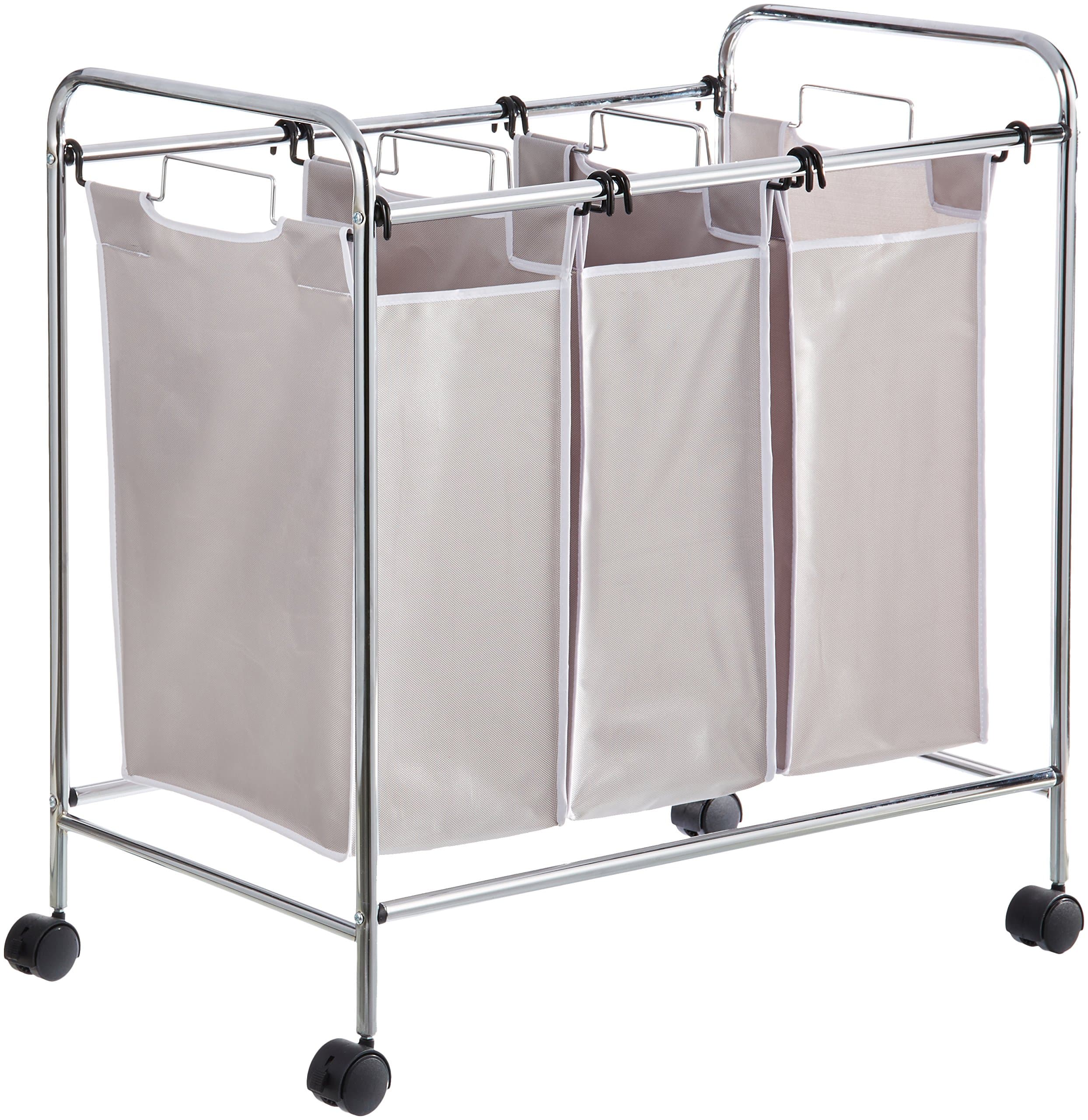 – Amazon Basics 3-Bag Rectangular Laundry Sorter, 135 Liters capacity, White, 78 x 46 x 86 cm