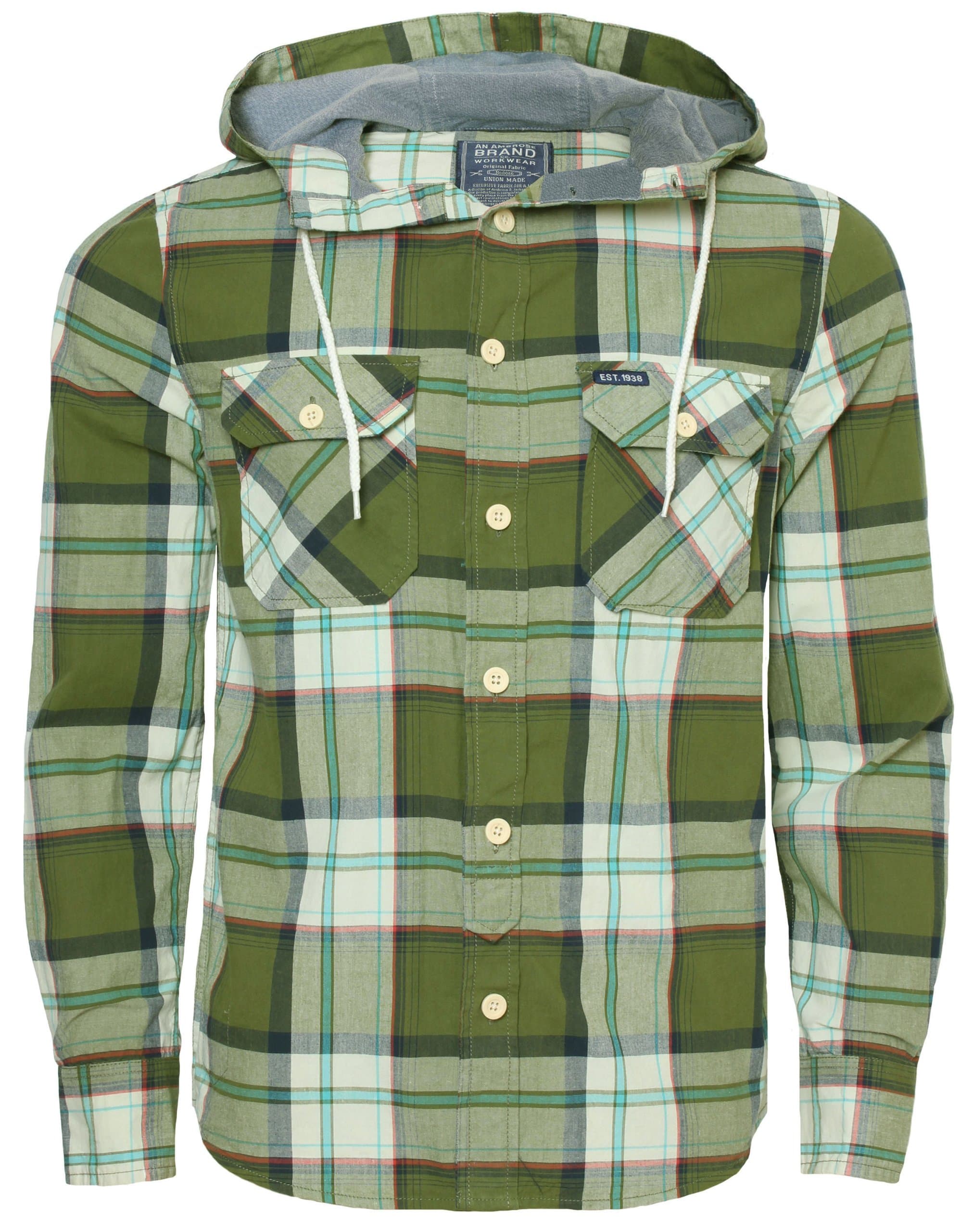 Ambrose Mens Long Sleeved Hooded & Collar Shirts