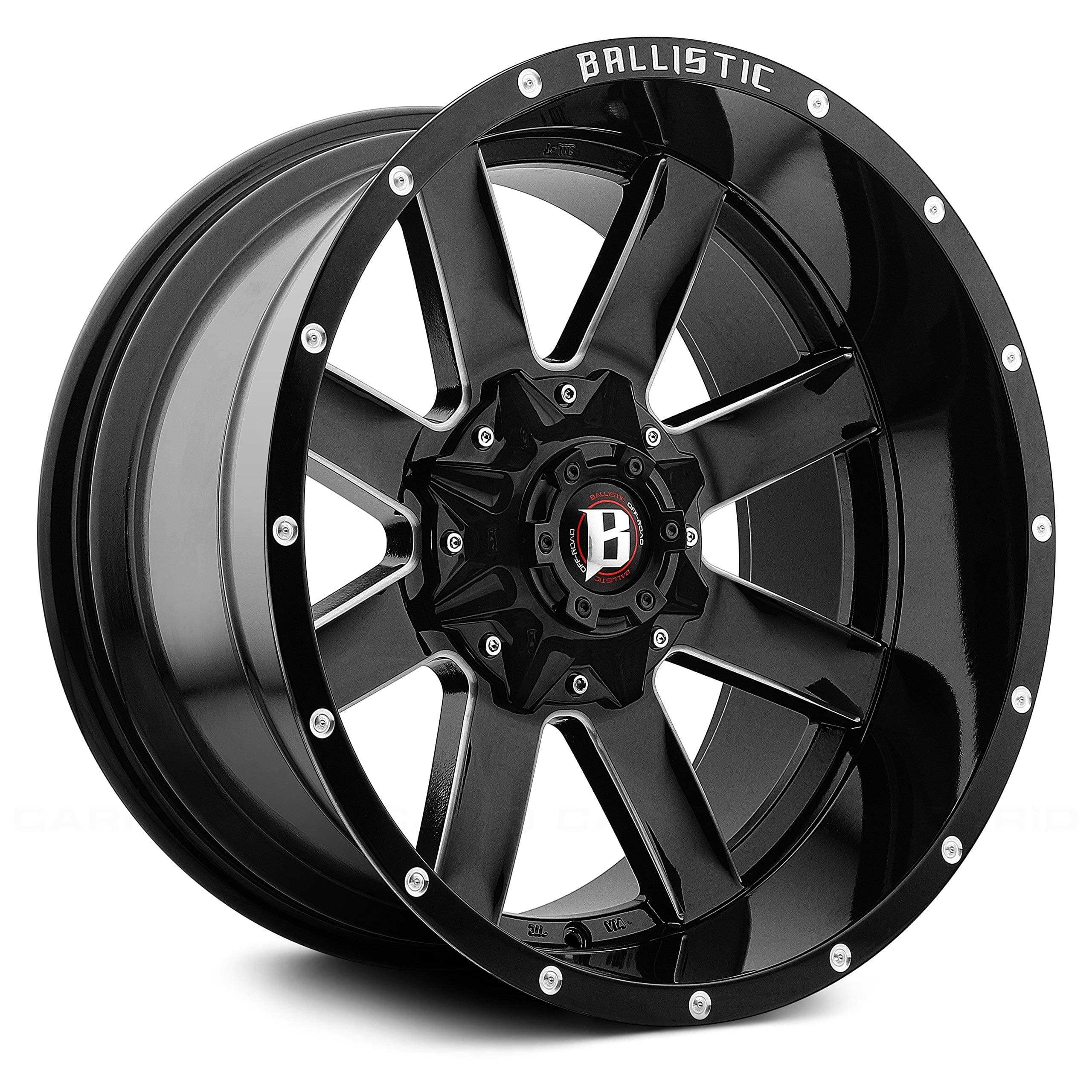 Ballistic 959 Rage 24x12 5x5.5"/5x150-50mm Black/Milled Wheel Rim 24" Inch