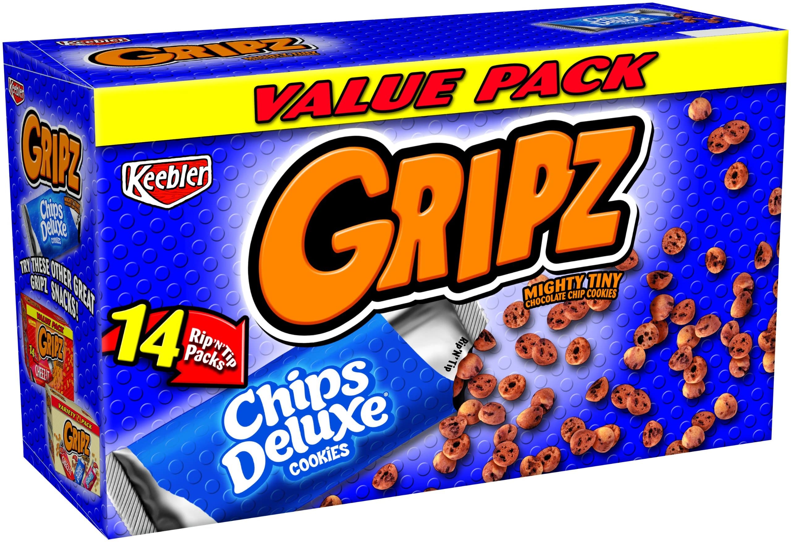 Gripz Chips Deluxe Chocolate Chip Value Pack, 12.6-Ounce (Pack of 6)