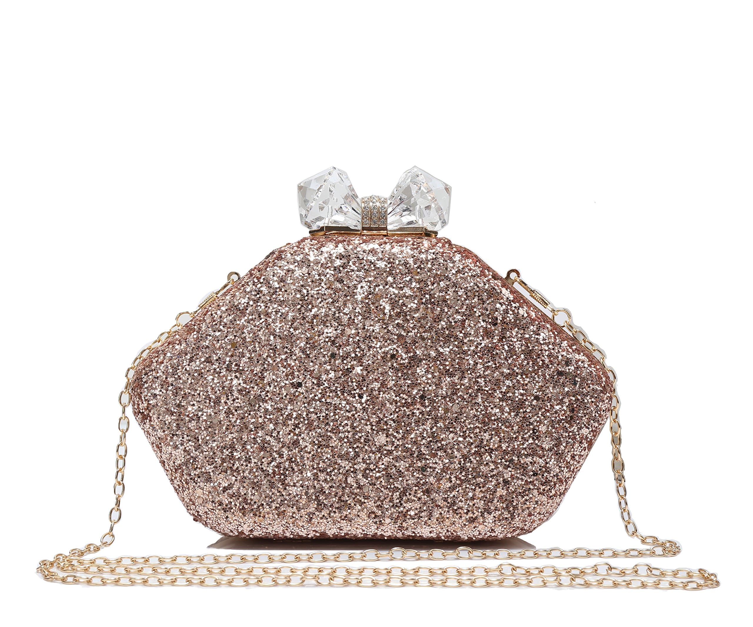 Foxlady's Women's Sparkling Coarse Glitter Hexagon Clutch and Evening Bag