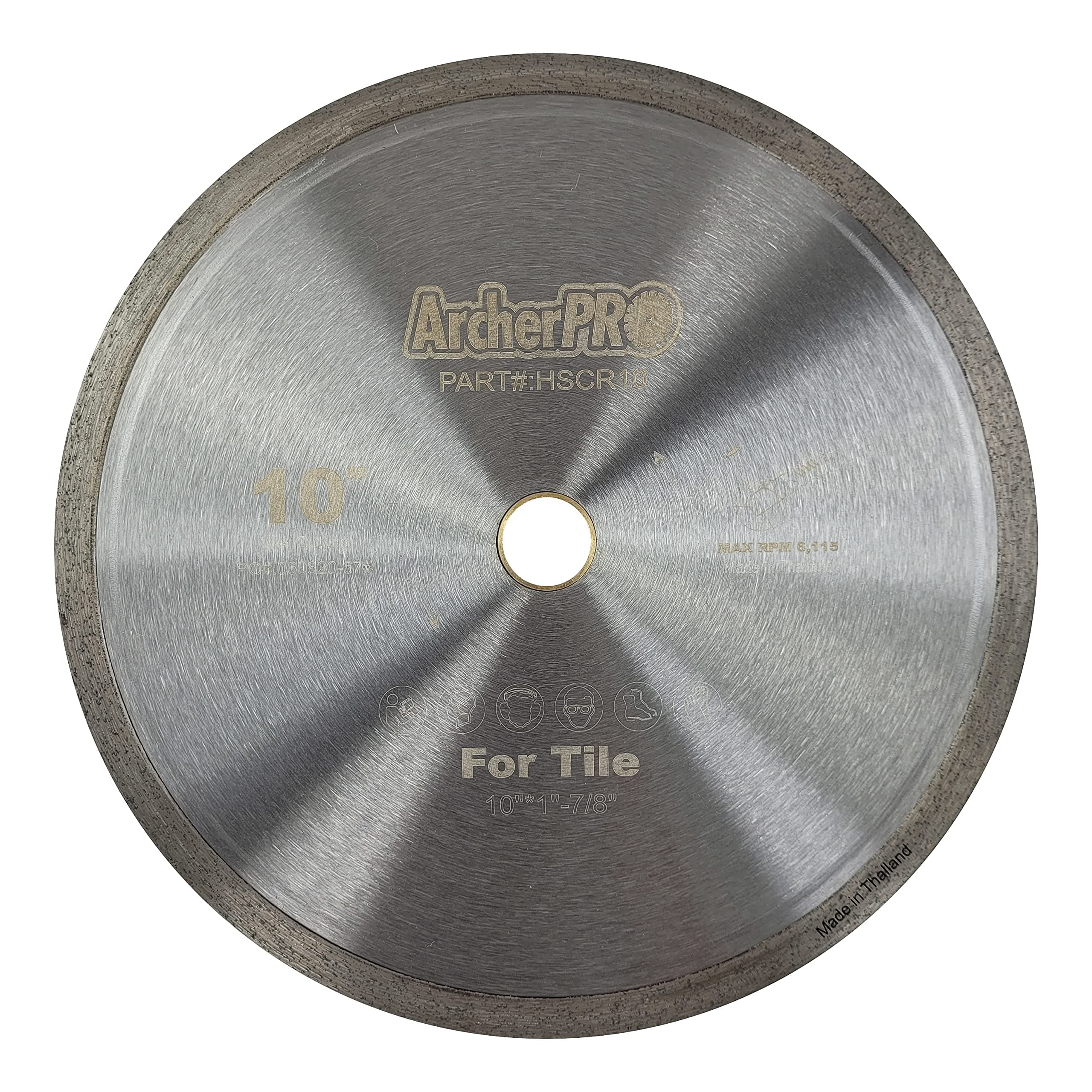 Archer PRO 12" in. Continuous Rim Diamond Blades, Wet Tile Saw Blades for Porcelain or Ceramic Tile Cutting. 1” in. Arbor for use with Cut-Off Saw
