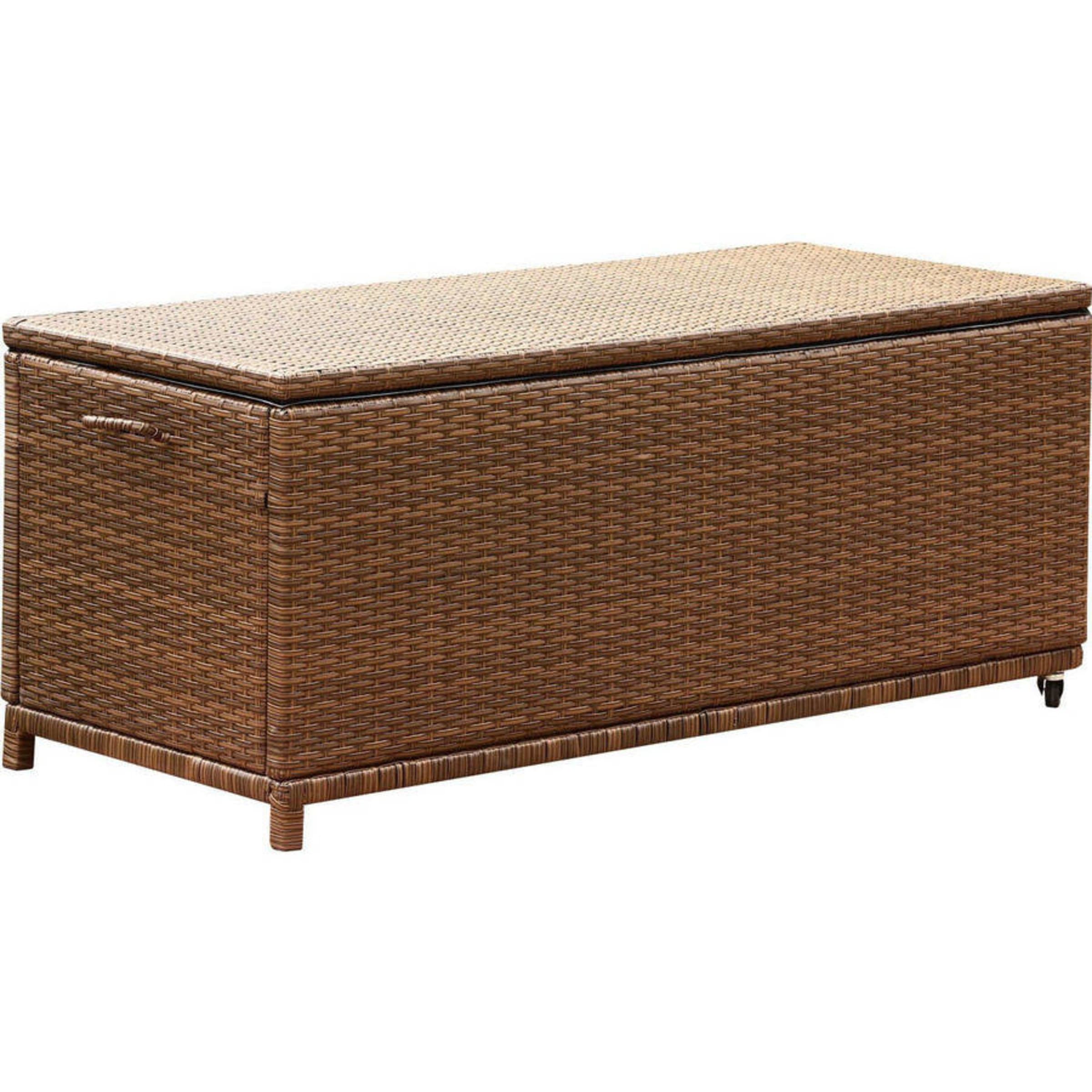 Patio Furniture Viking Storage Ottoman Outdoor Wicker Brown