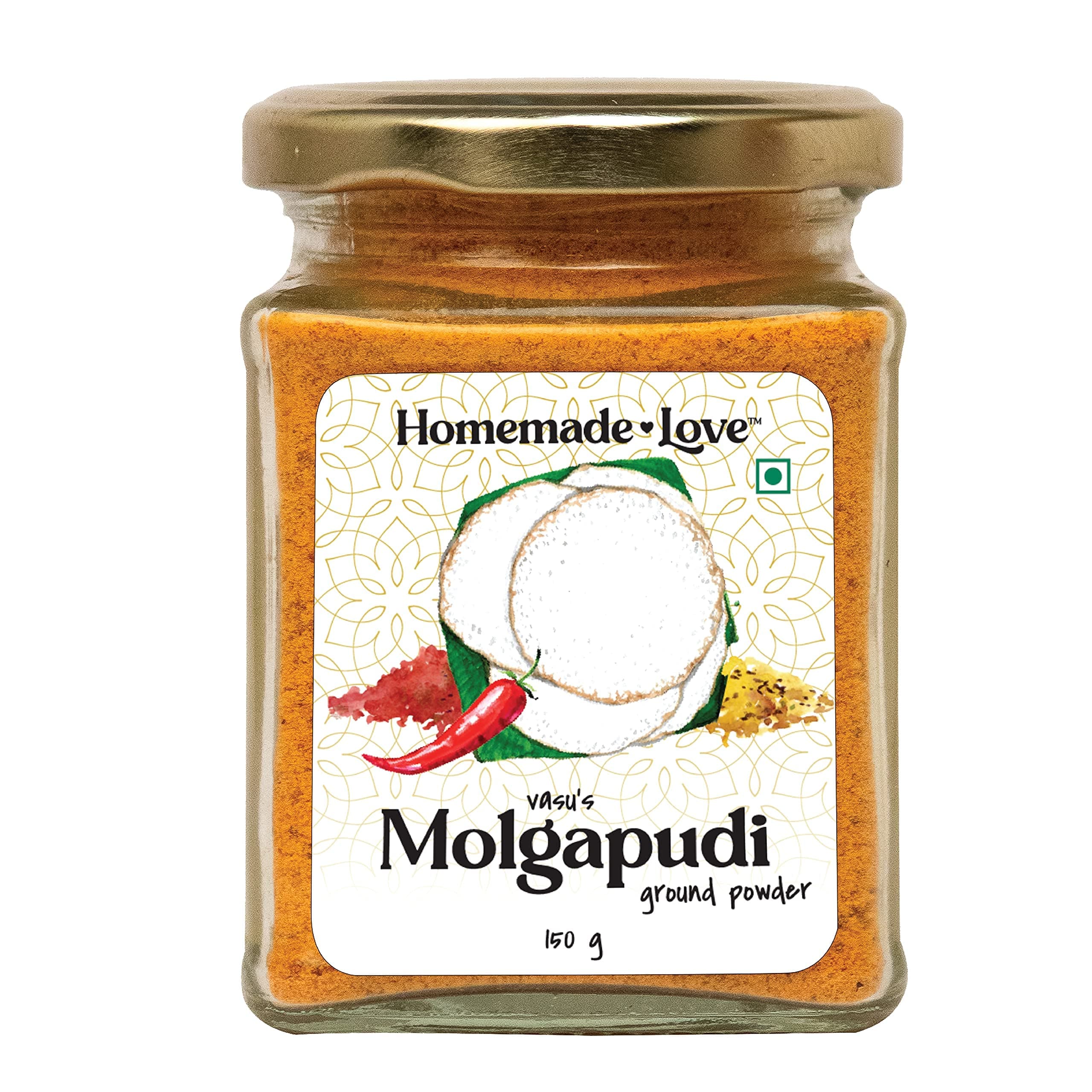 Homemade Love Idli Chutney Powder (150g)| South Indian style Molgapudi | Instant Gunpowder Chutney | Perfect for Idli, Dosa, Appam, Rice, Chapati, and Roti | No Added Onion and Garlic
