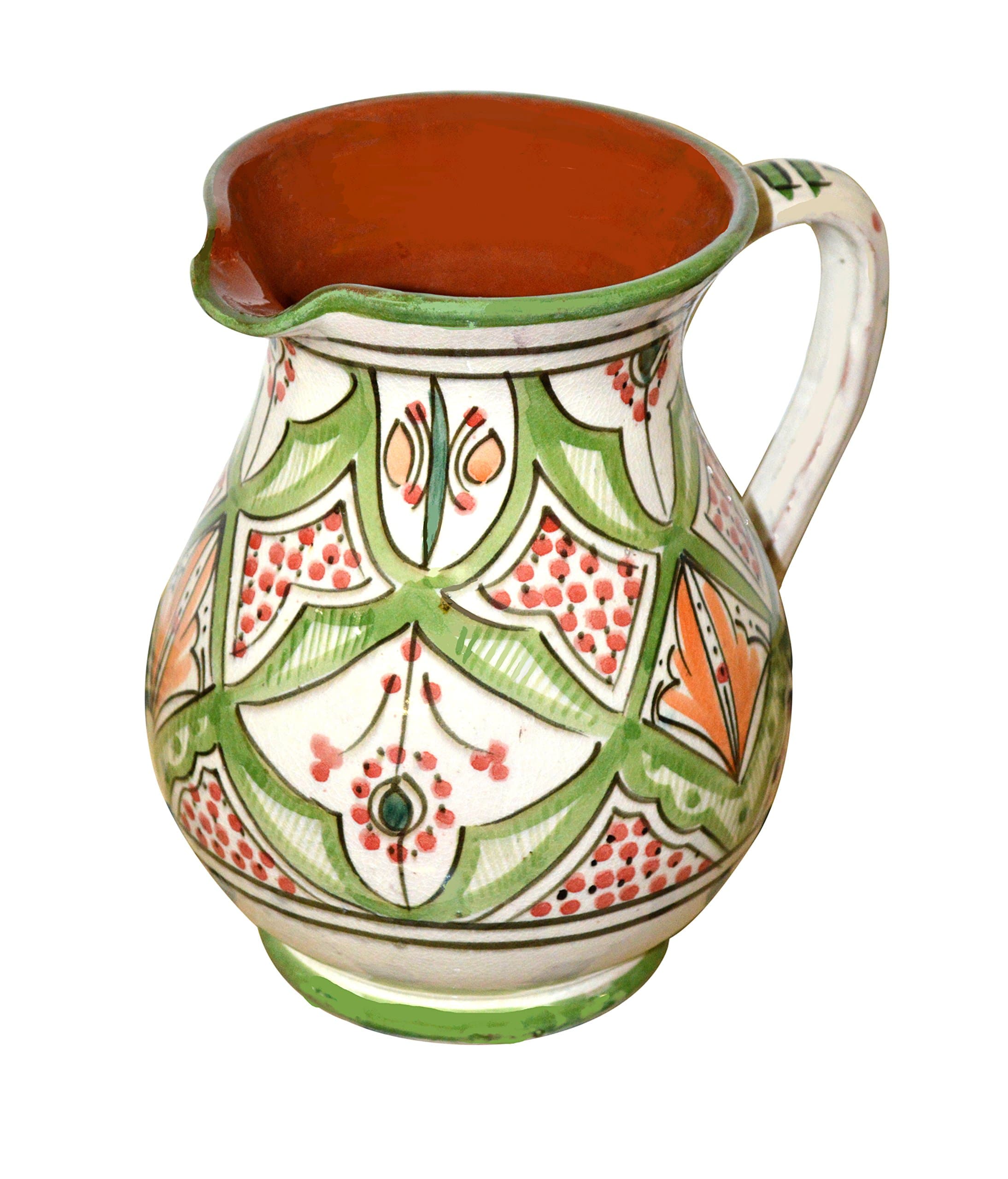 Moroccan Pitchers Sangria Handmade Ceramic Carafe Beverage Dispenser Jar Cooler Easy Pour 58 Oz Large