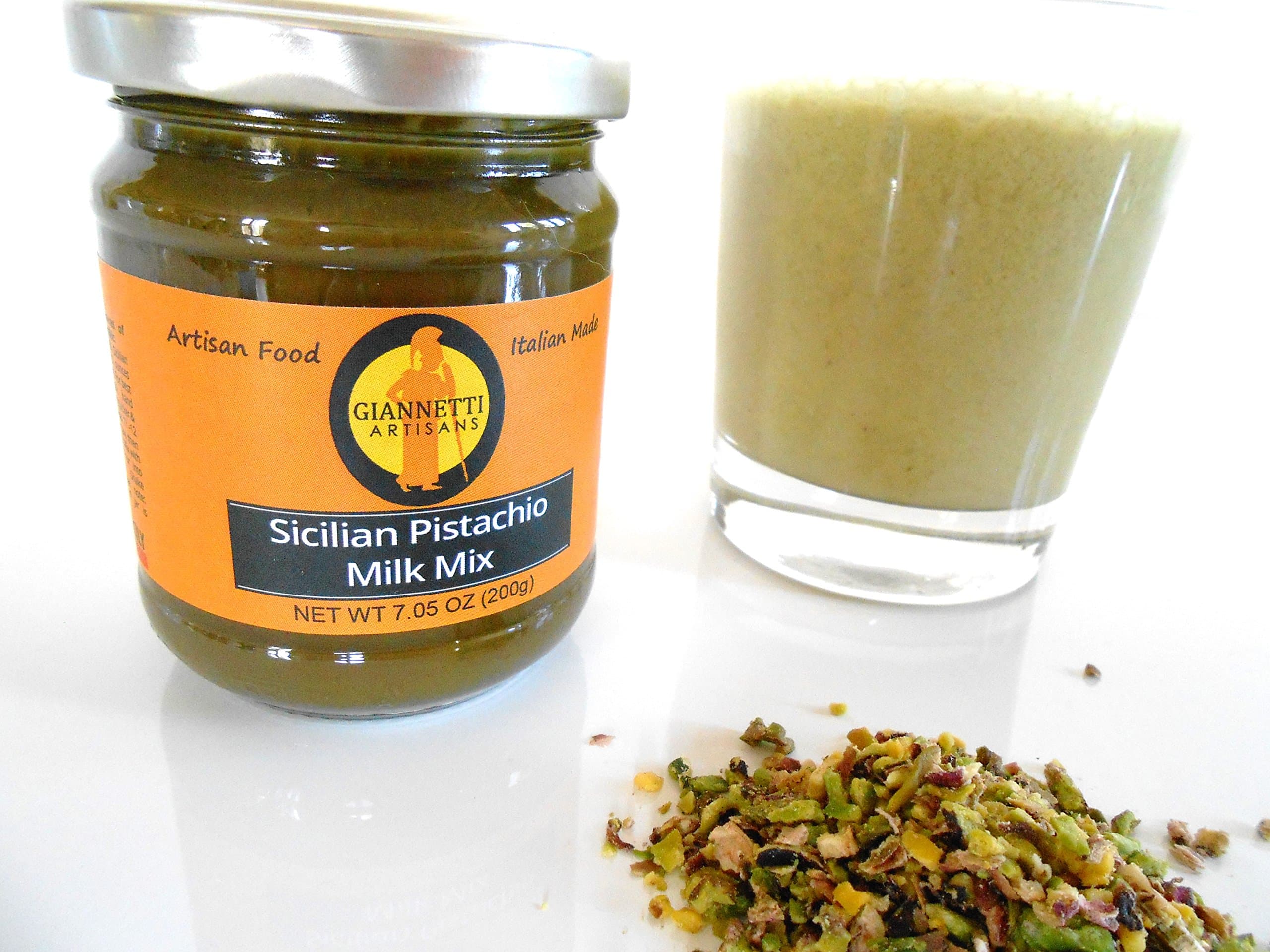 Giannetti Artisans Unsweetened Sicilian Pistachio Milk Mix Concentrate for GELATO & GRANITAS (100% Ground Sicilian Pistachios) 7 OZ)