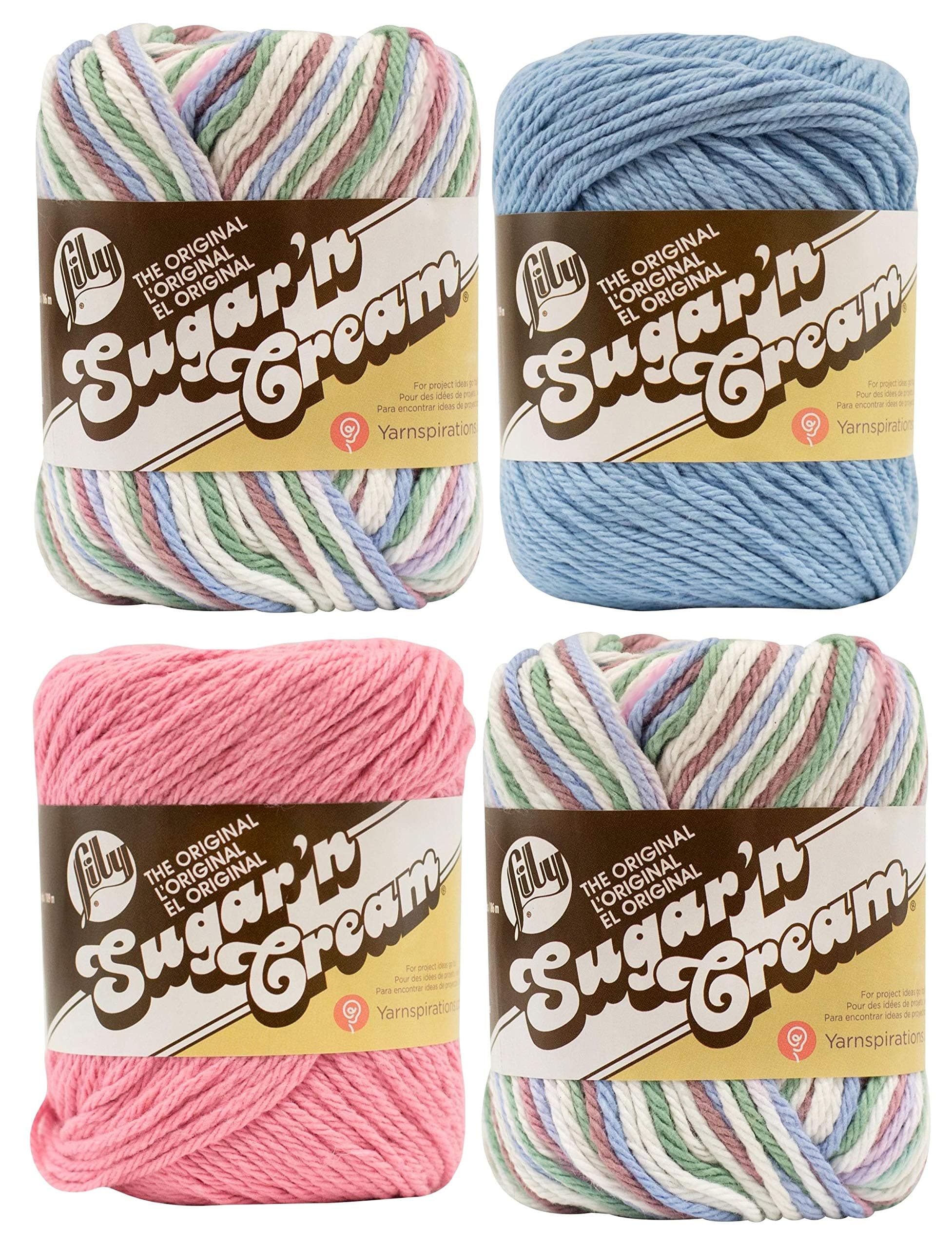 Bulk Buy Lily Sugar n' Cream 100% Cotton Yarn 4-Pack Medium #4 Worsted Weight (4 Pack Set D)