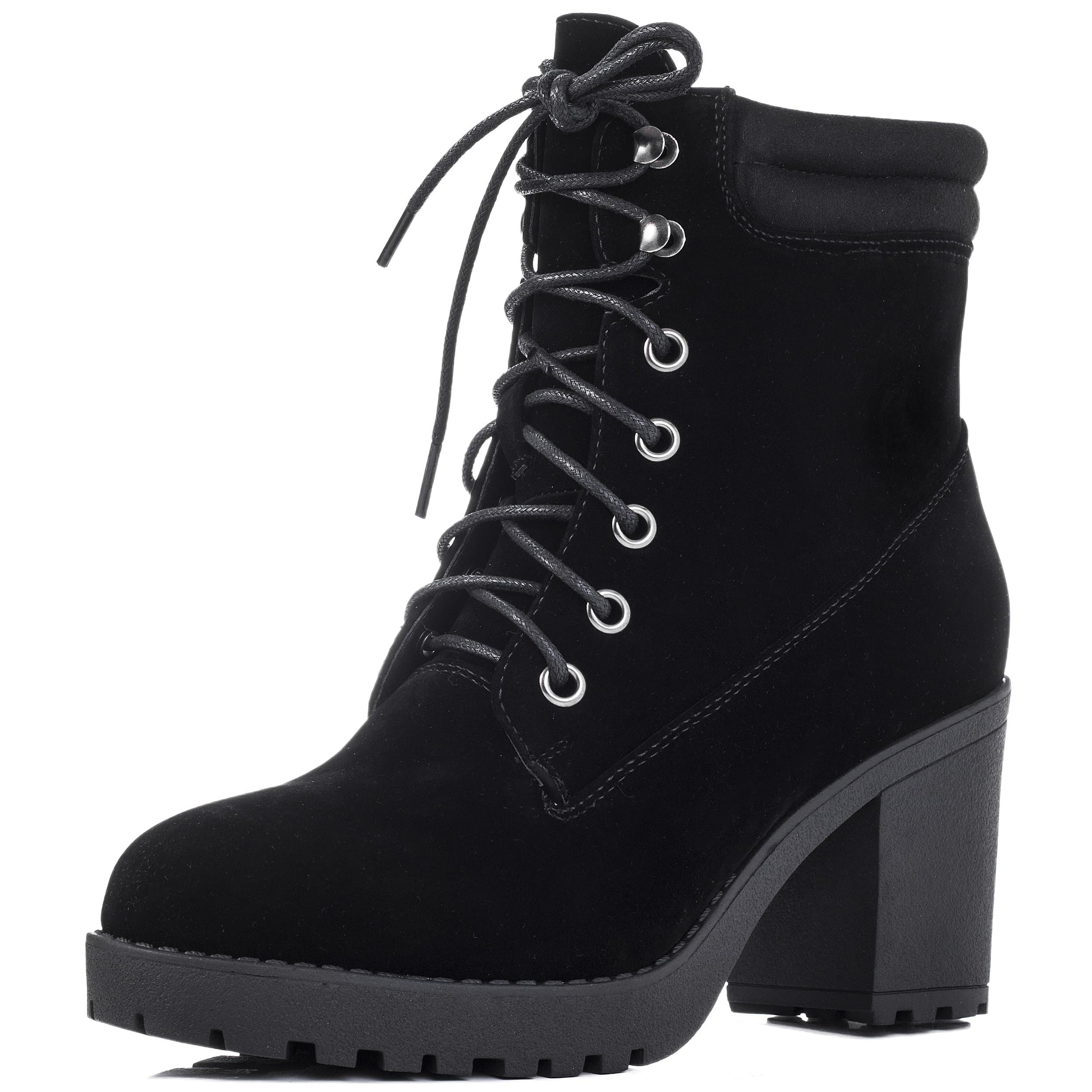 TAKE Kudos Women's Lace Up Block Heel Ankle Boots Shoes