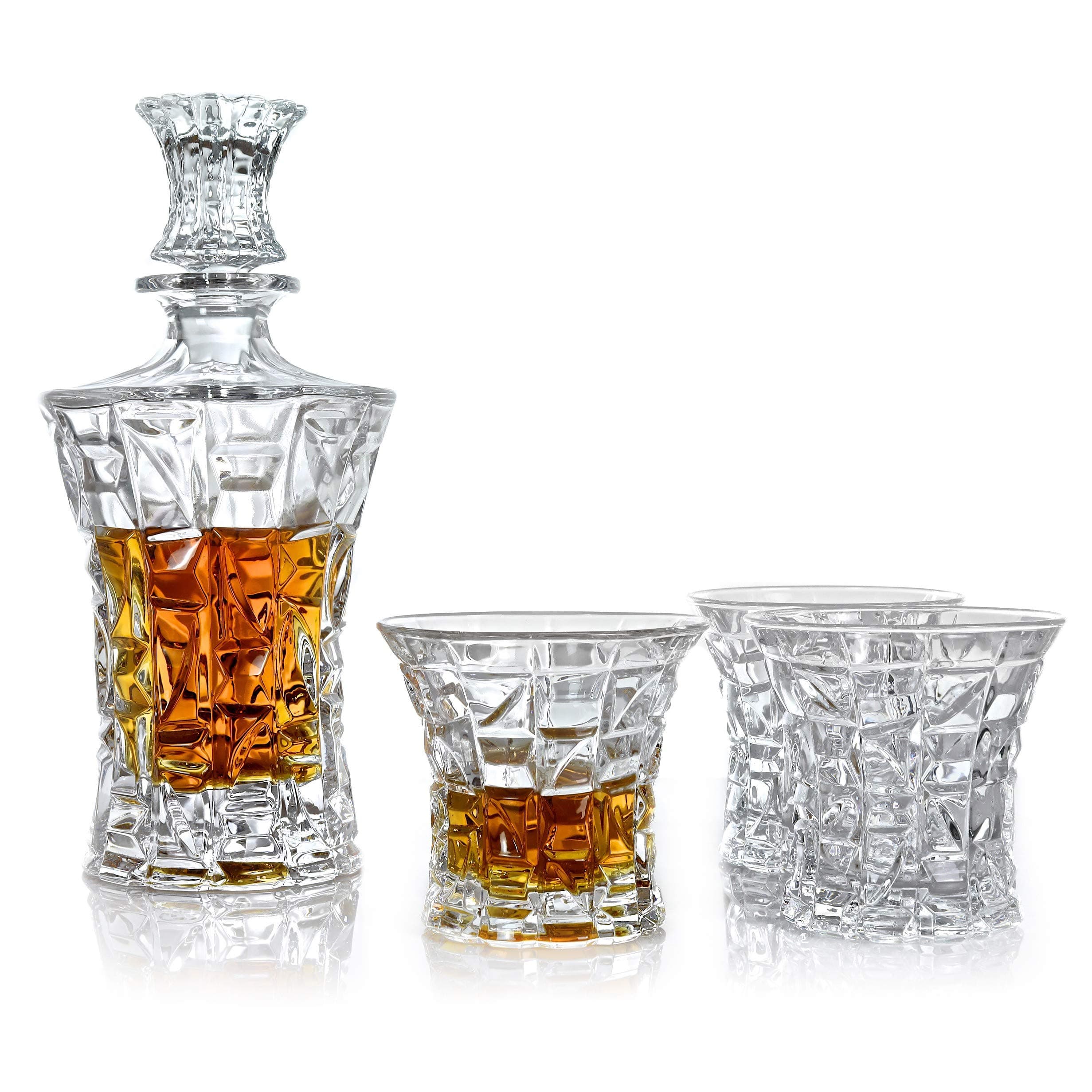 Vilmont Kepp Premium Whiskey Decanter Set, Lead Free Set of 4 Sophisticated Glasses for Whisky, Scotch, Bourbon, Rum in a Gift Box