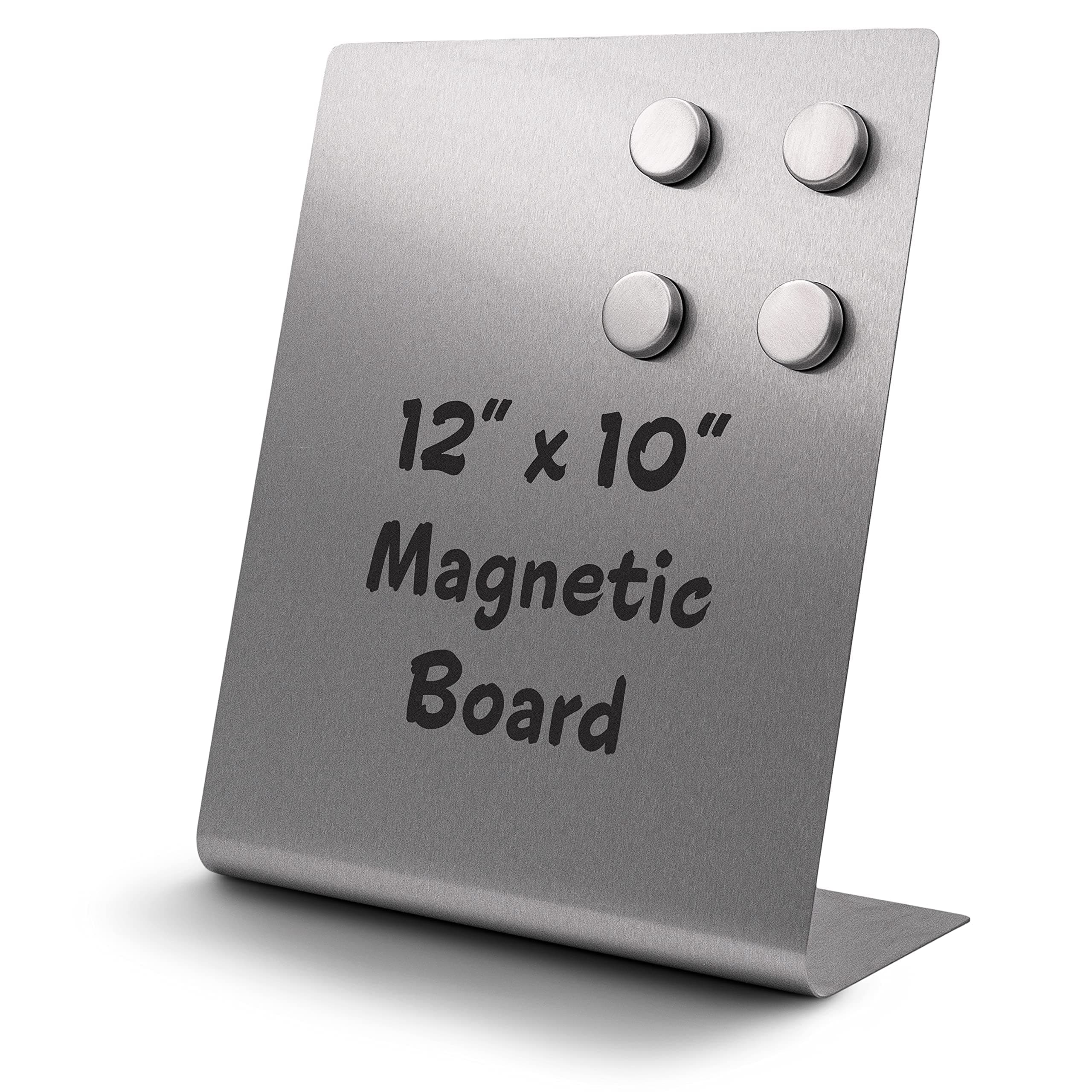 Large Magnetic Bulletin Board for Tabletops – Dry Erase Memo Board with Stand – Metal Easel for Magnet Display – Desktop Home Decor – 12x10 Inches + 4 Magnets